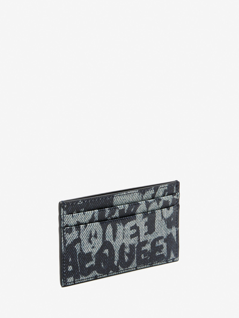 Alexander McQueen Men's McQueen Graffiti Card Holder in Blue outlook