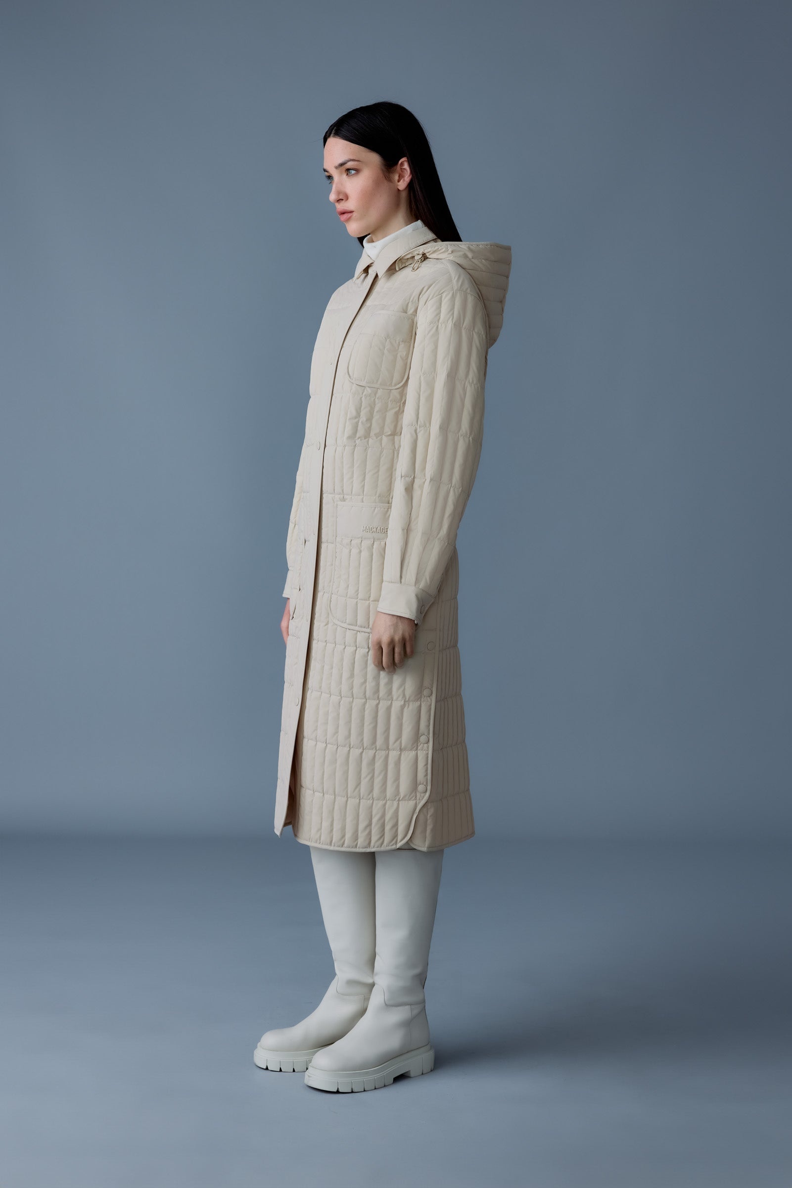 TADOKA Light down vertical quilted coat - 3