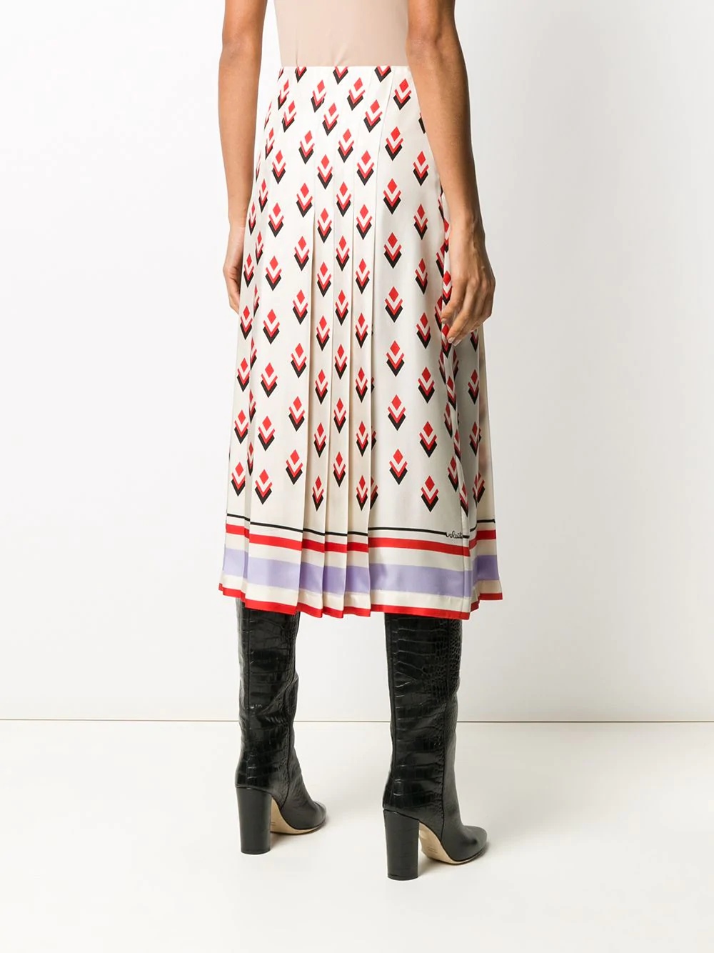 pleated graphic-print skirt - 4