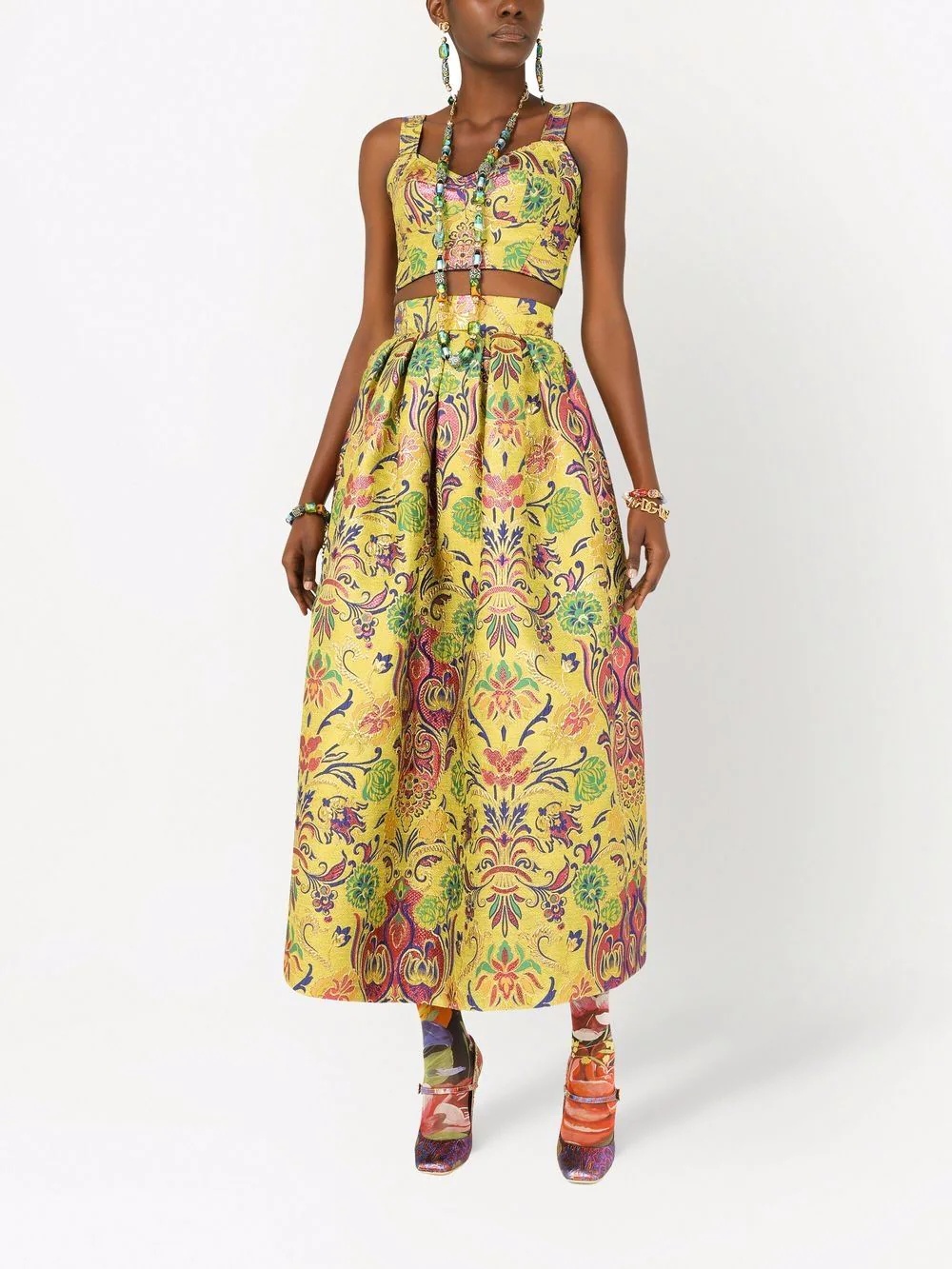 paisley-print silk crop top - 2