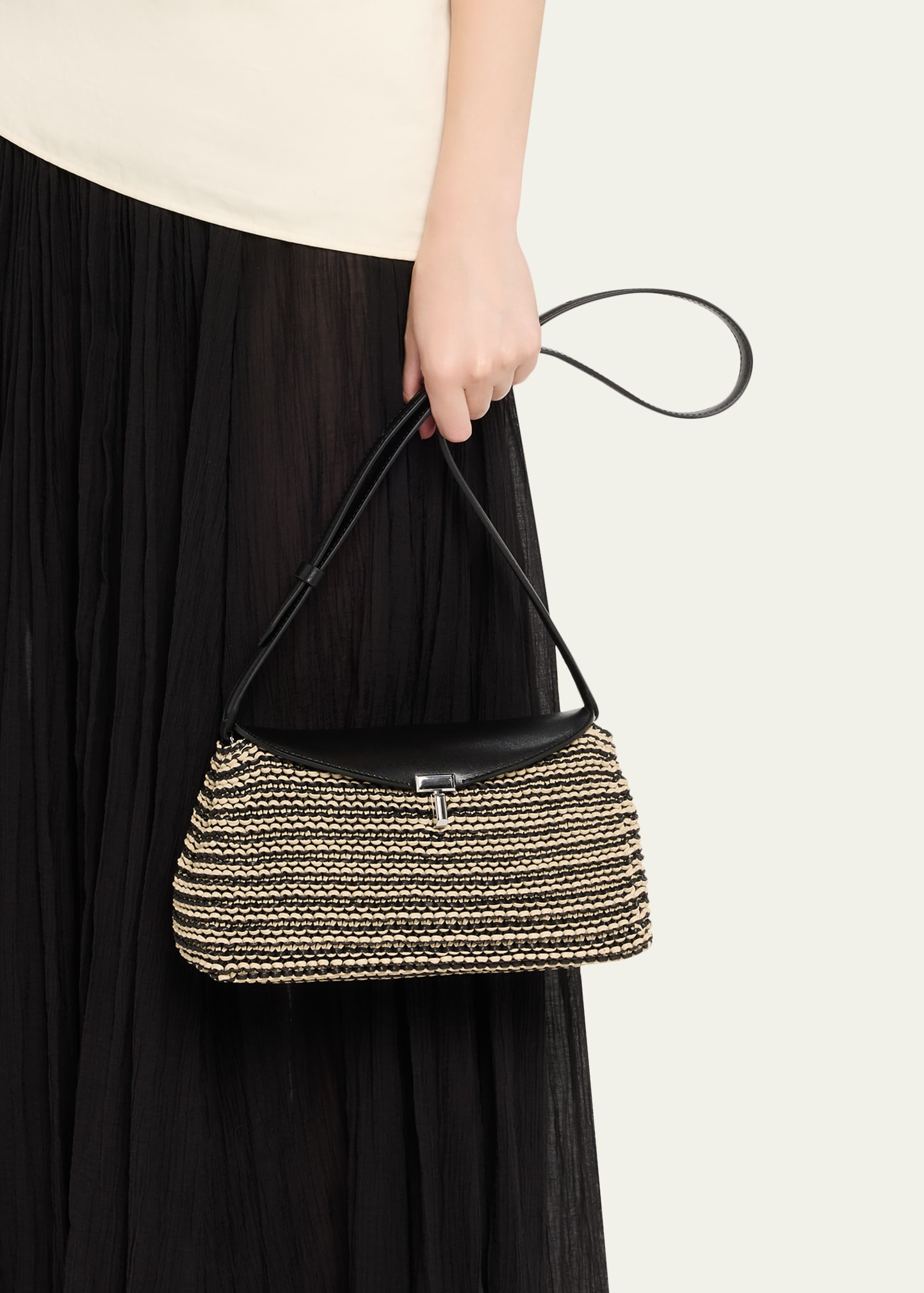 T-Lock Woven Leather Clutch Bag - 2