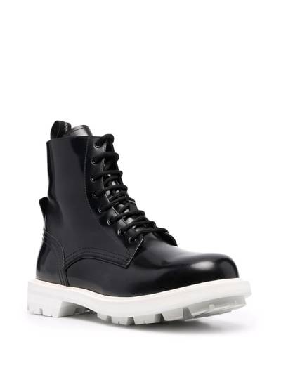 Alexander McQueen patent-leather lace-up boots outlook