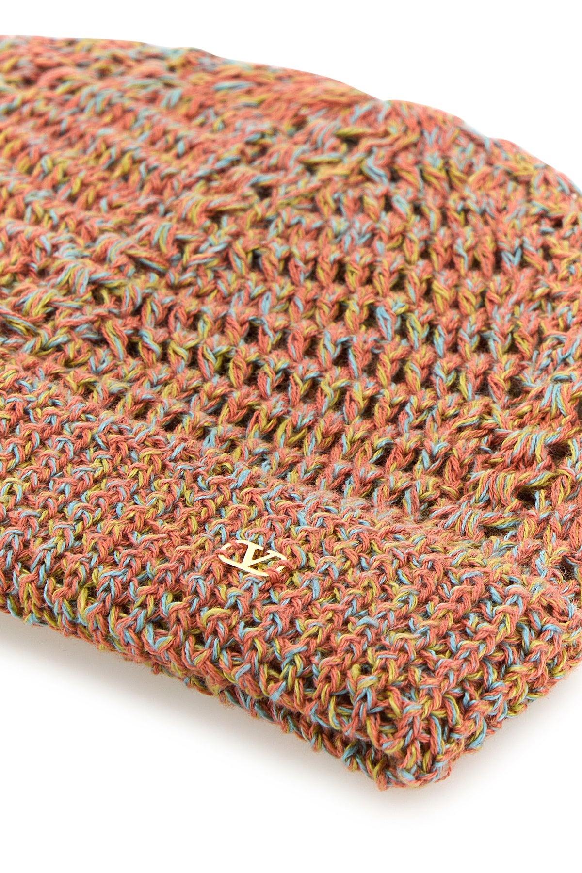 Multicolor linen blend Knitted VLogo Signature beanie hat - 3