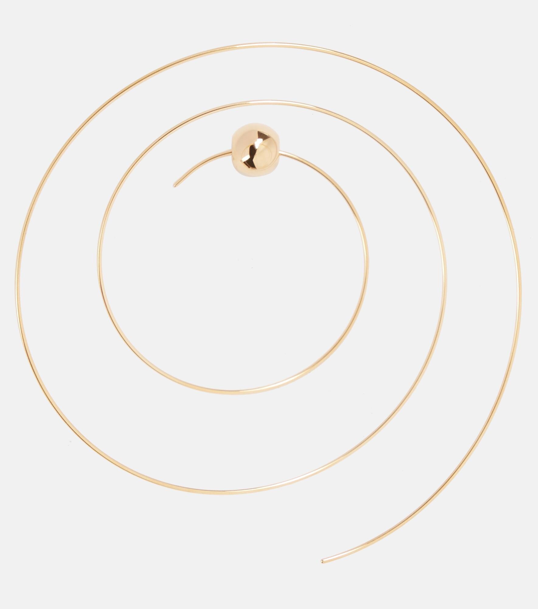 Thin Spiral S gold-plated stainless steel earrings - 2