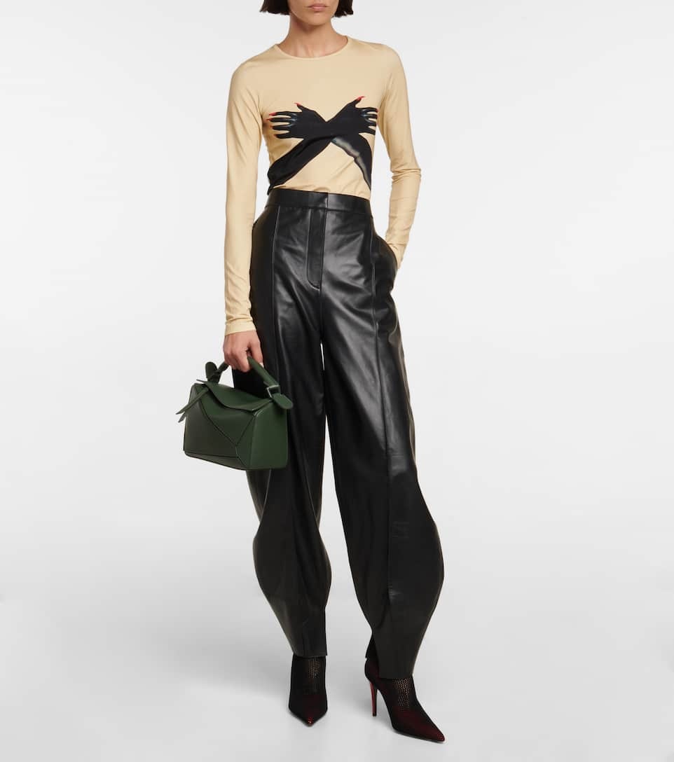 High-rise balloon leather pants - 2