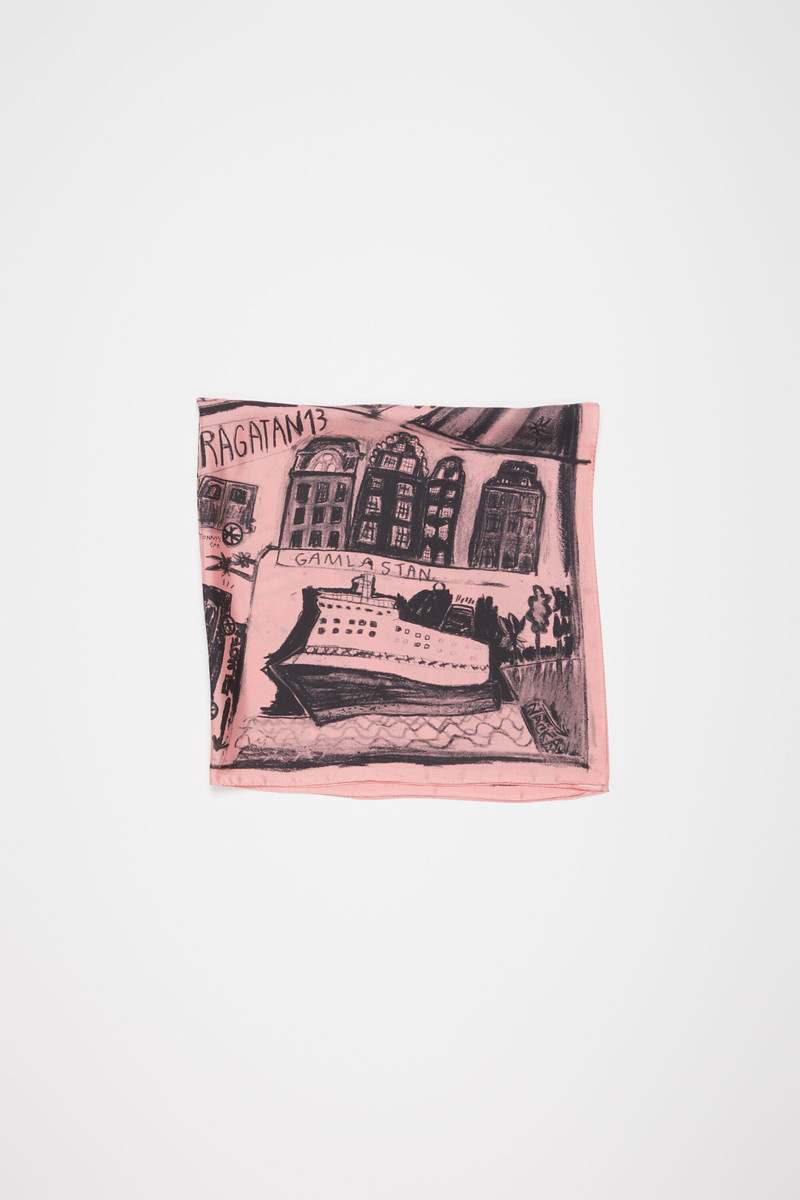 Print silk scarf - Pink/black 1