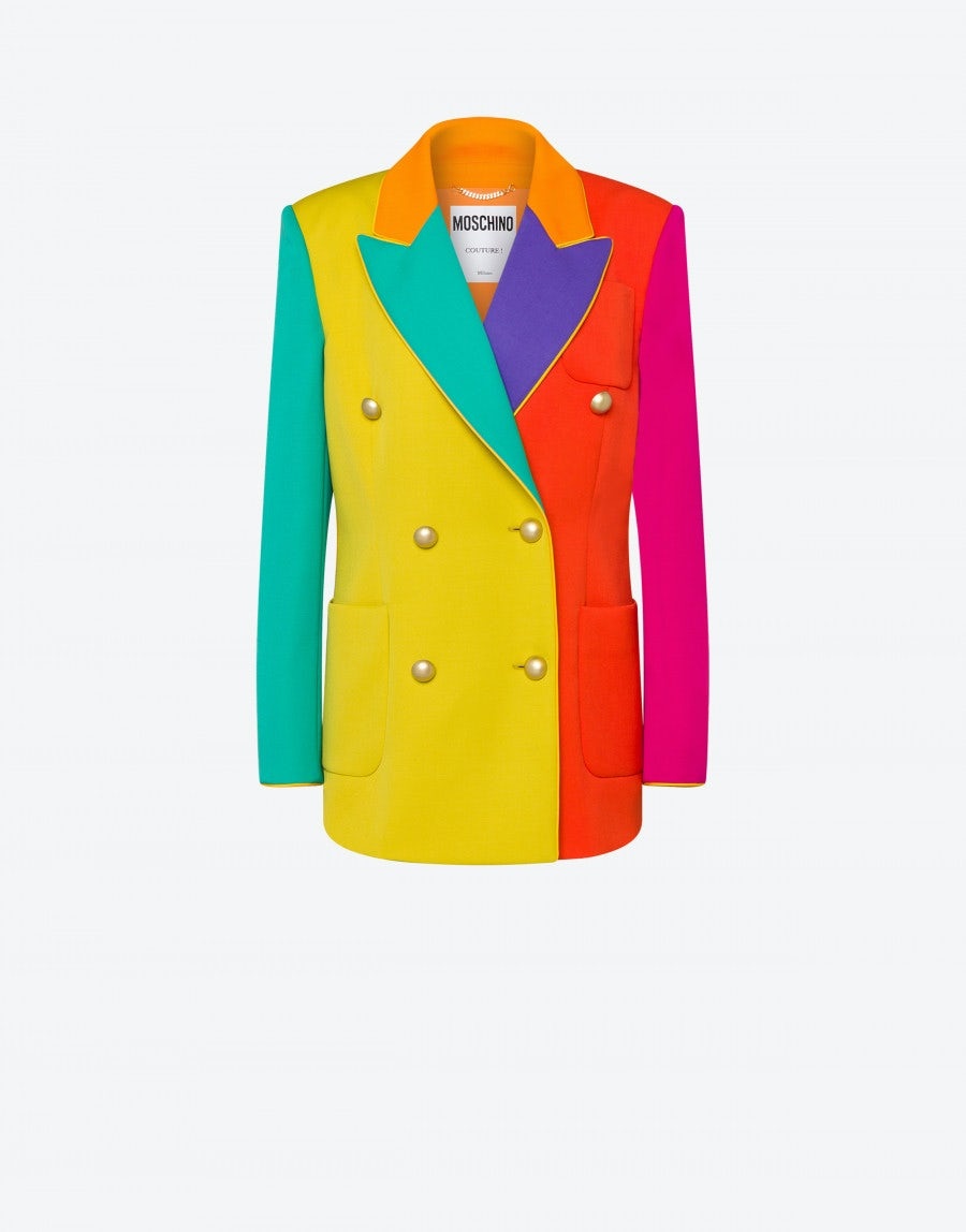 COLOR BLOCK WOOL JACKET - 1