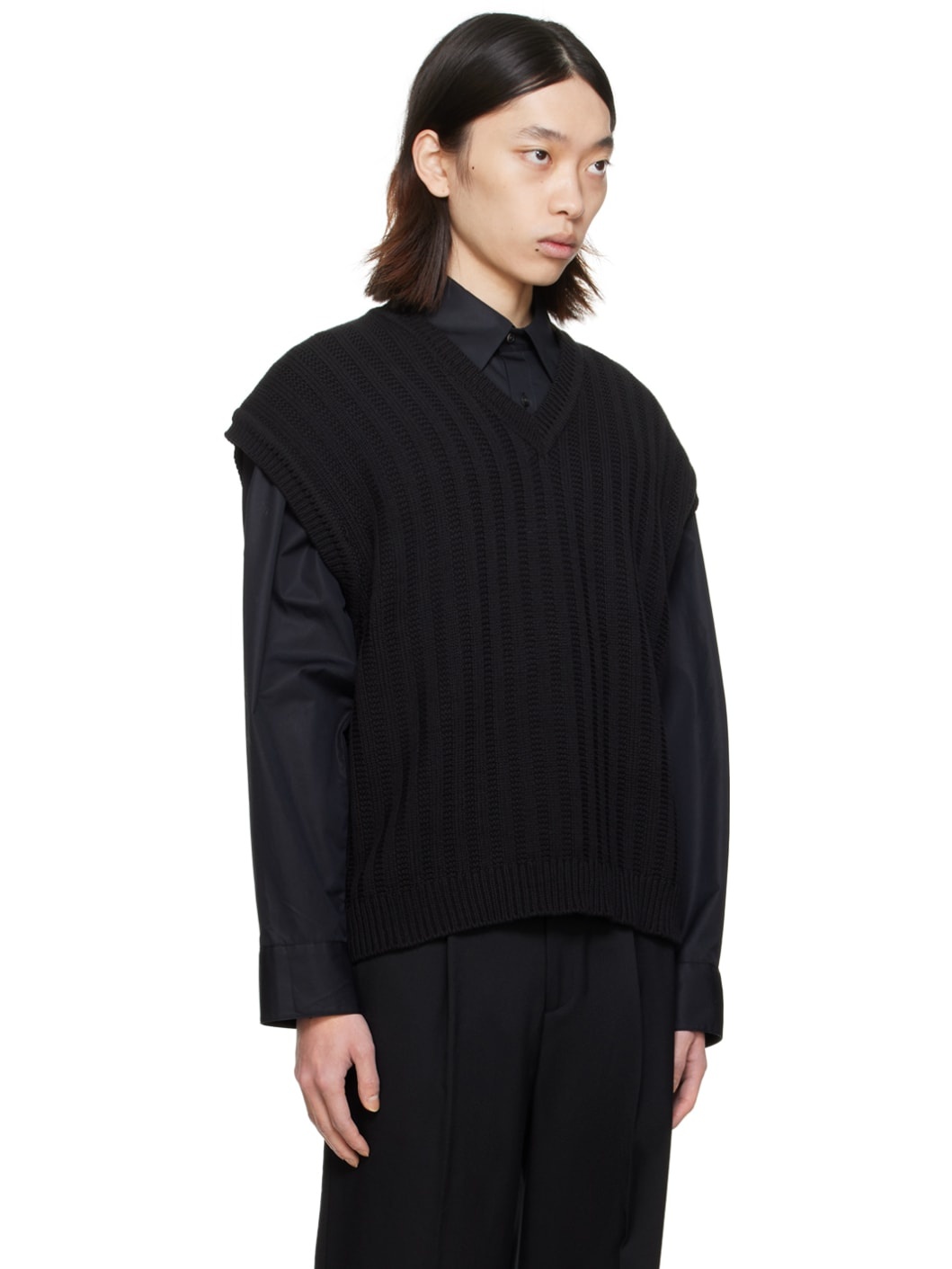 Black V-Neck Vest - 2