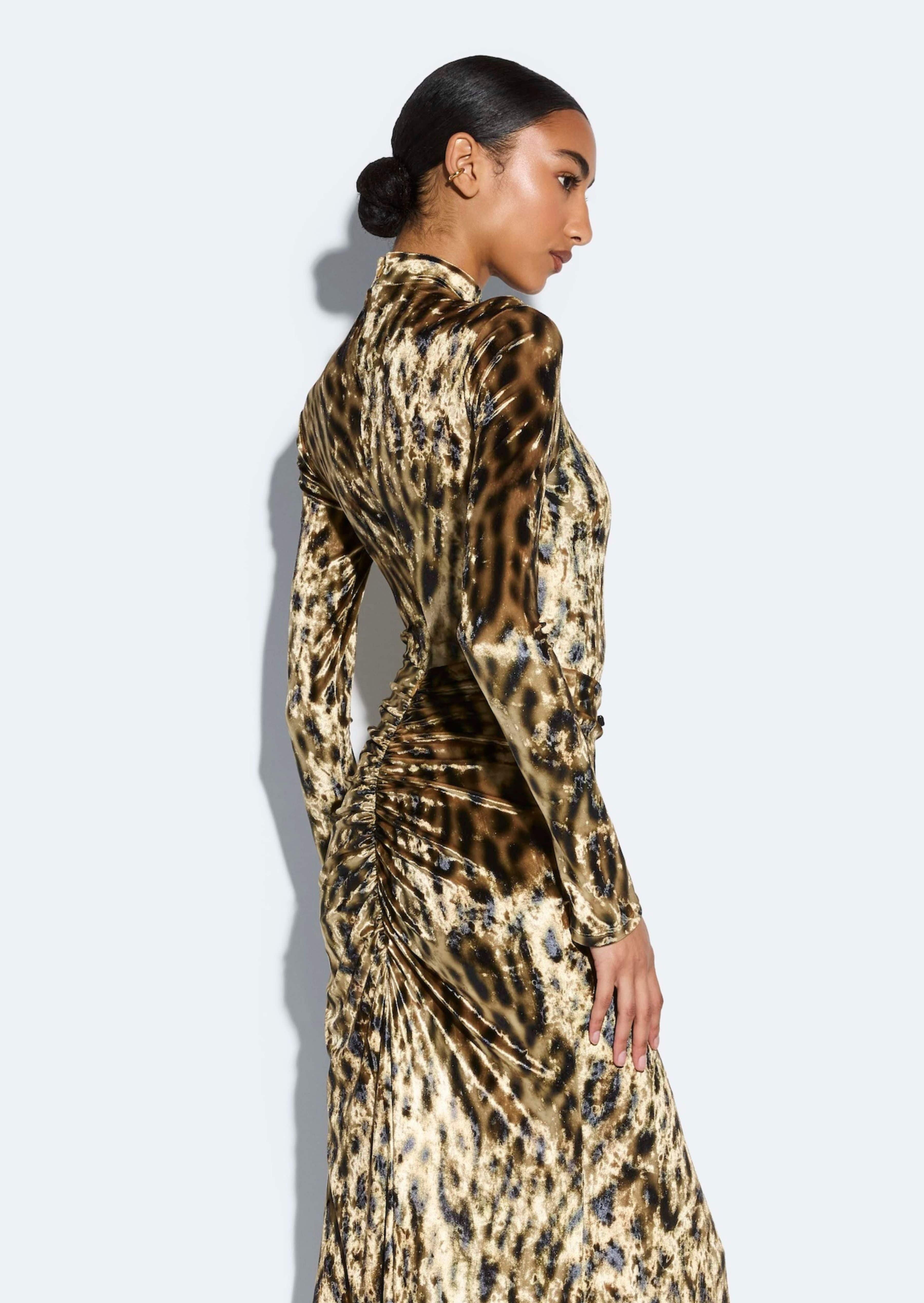 Velvet Leopard Mock Neck Bodysuit - 3