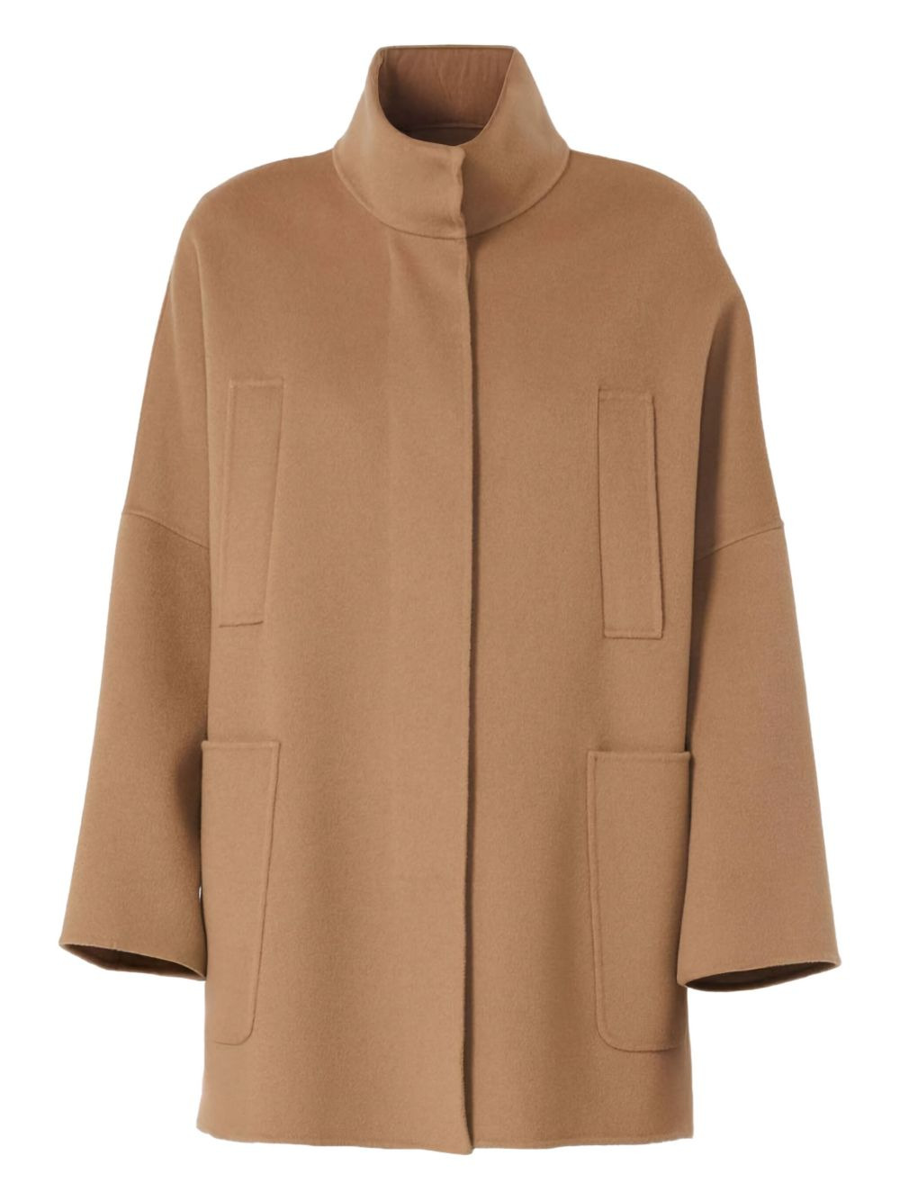 high-neck patch-pocket coat - 1