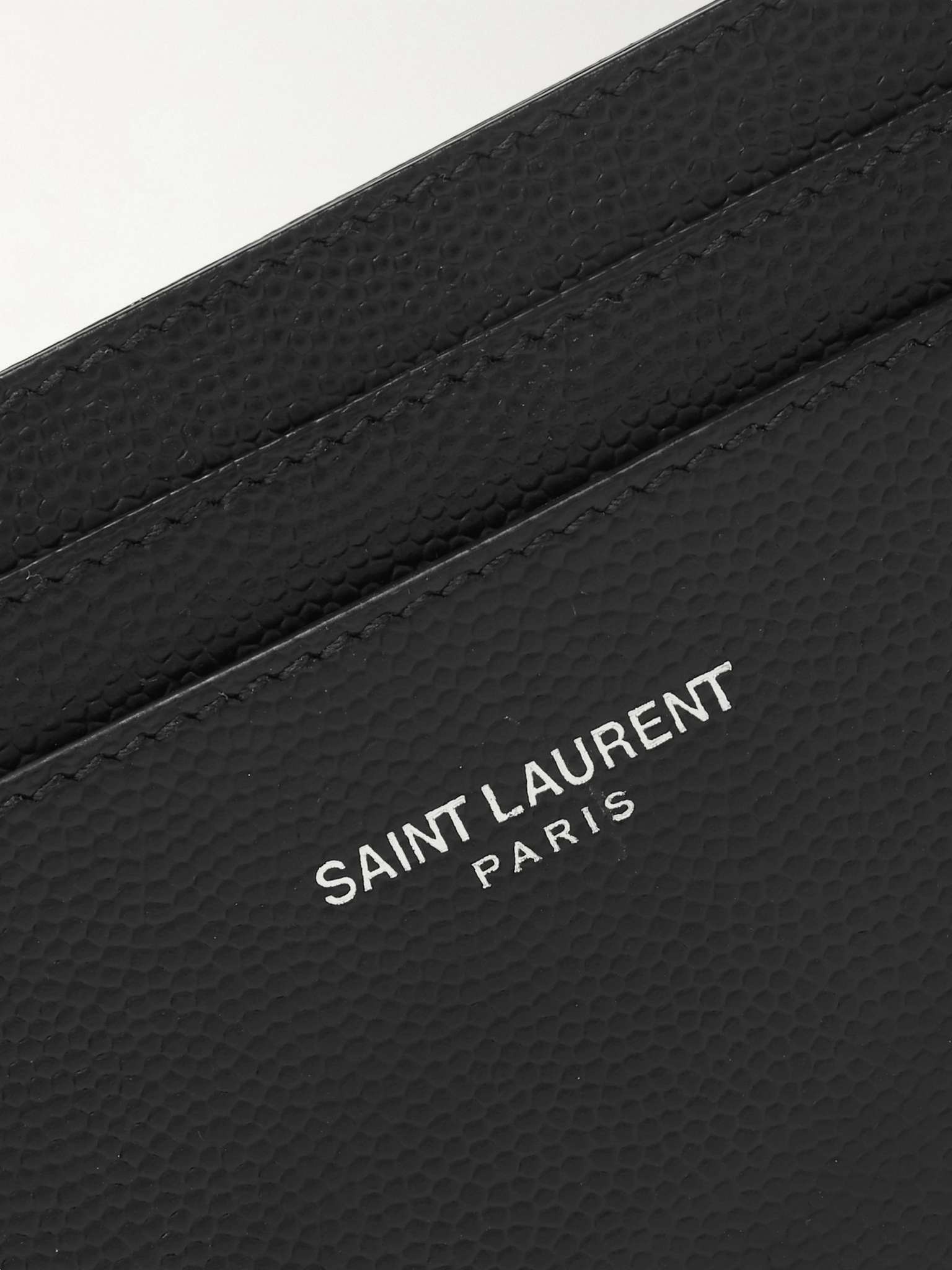 Logo-Print Pebble-Grain Leather Cardholder - 4