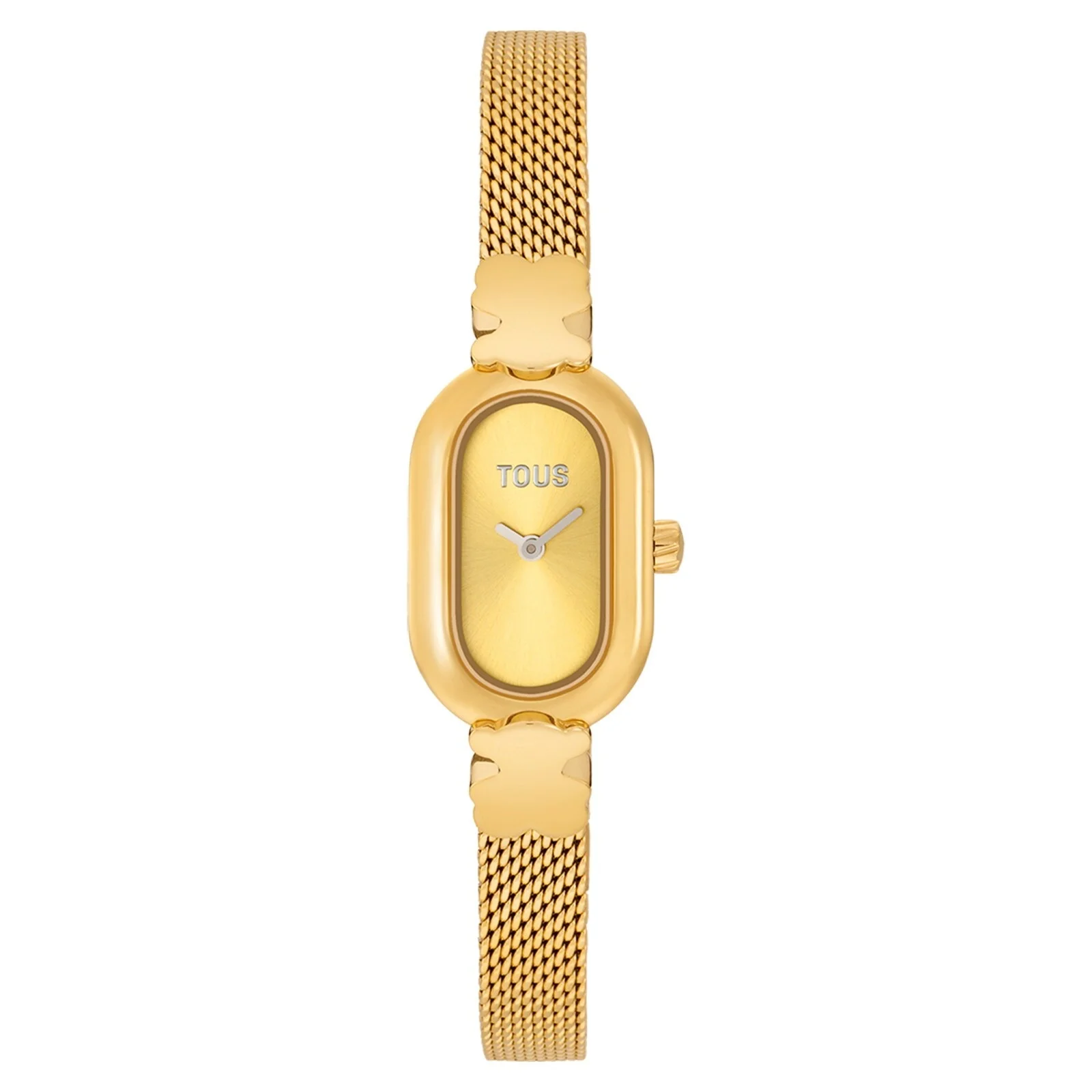 Jeweled Analog watch with gold-colored steel bracelet Oval Icon - 1