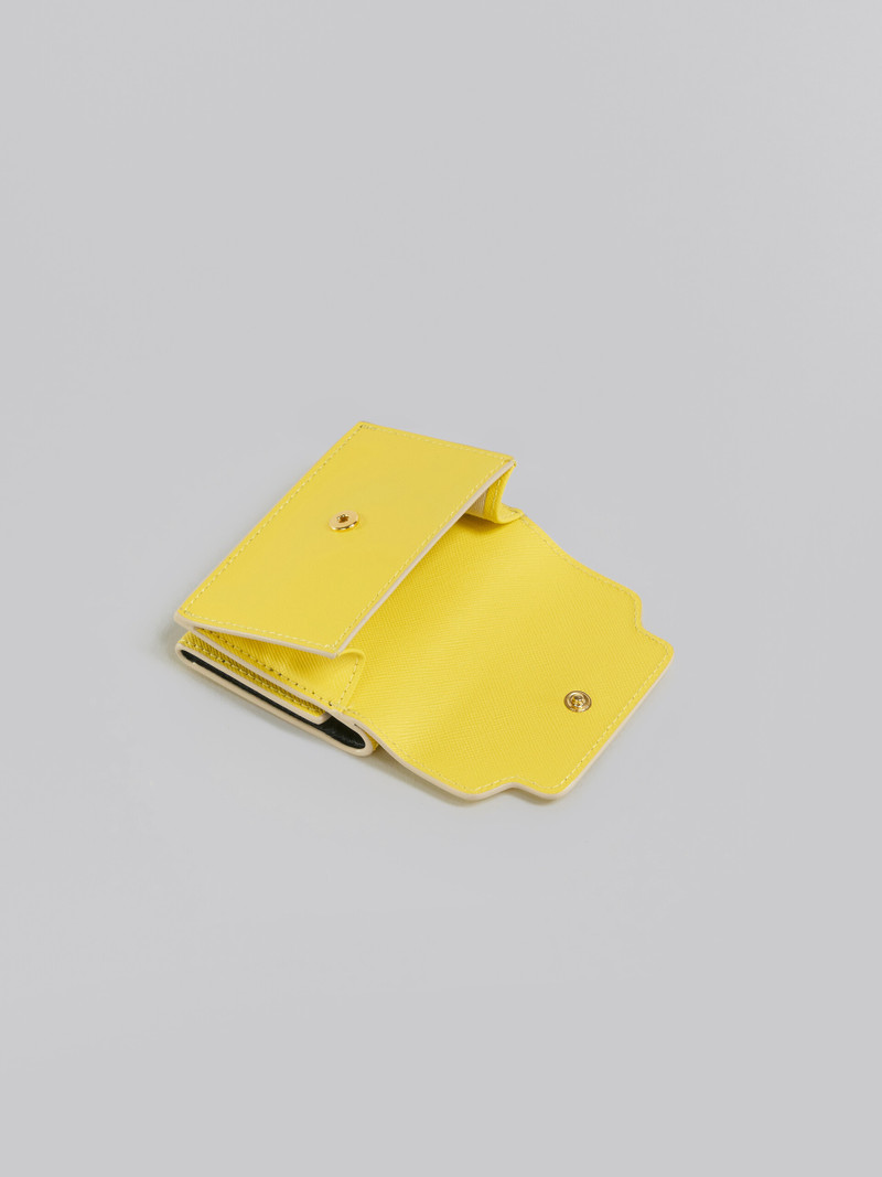 YELLOW SAFFIANO LEATHER TRI-FOLD WALLET 5
