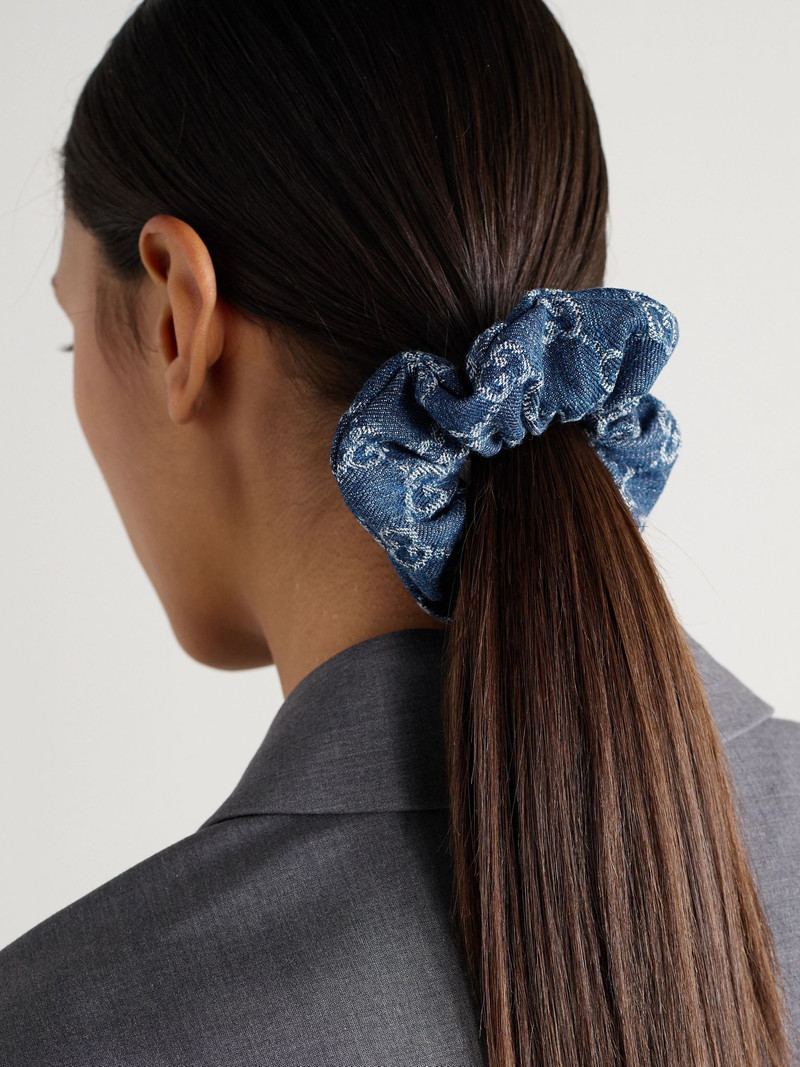 GUCCI Denim-jacquard hair tie Light denim outlook