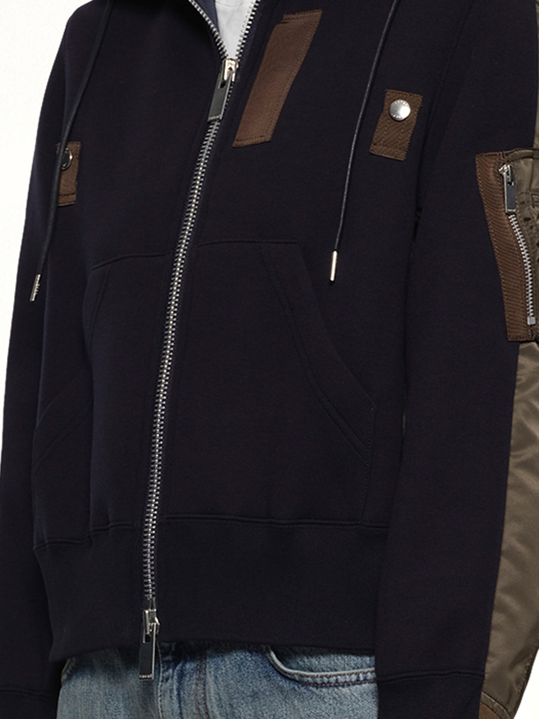Sponge x Nylon Twill Hoodie in Navy/Dark Khaki - 3