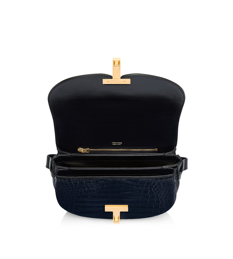 SHINY STAMPED CROCODILE LEATHER WALLIS CROSSBODY BAG 4