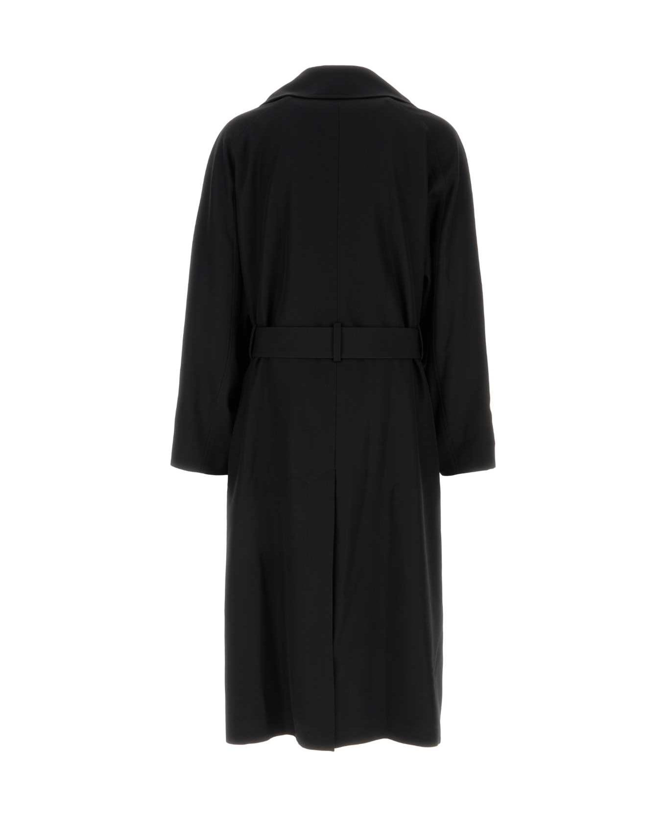 Black Gabardine Trench Coat - 2