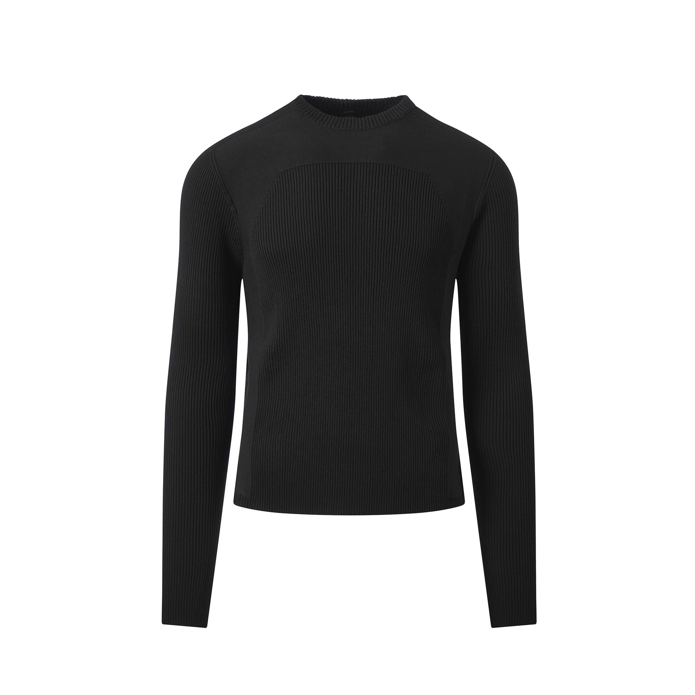 Ribbed Geo Sweater in Black - 2