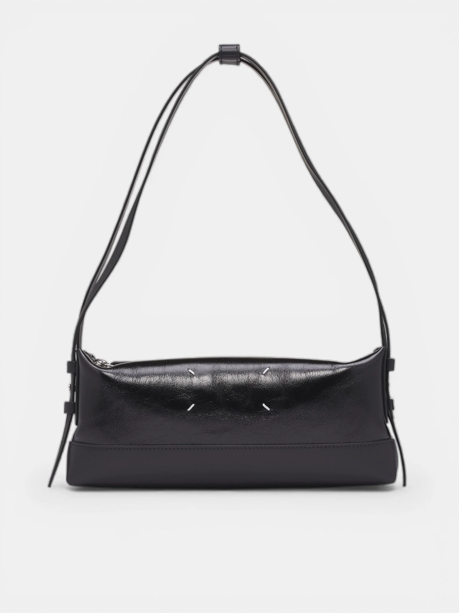Black Leather Belt Shoulder Bag - 1