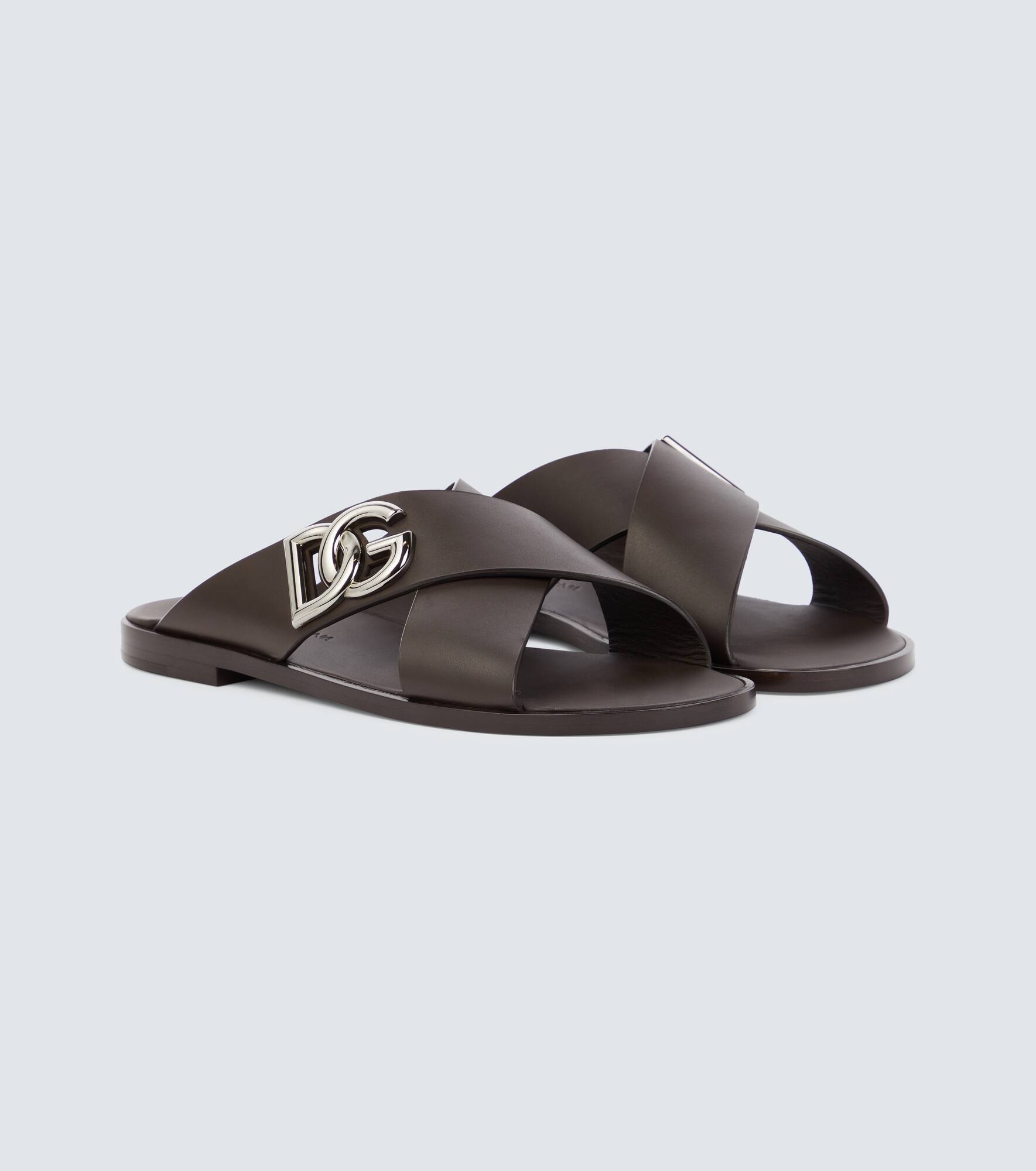 Logo leather slides - 5