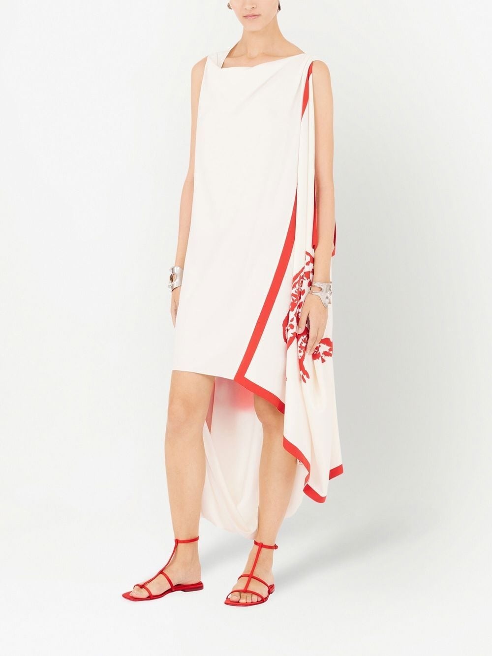 printed draped midi dress - 3