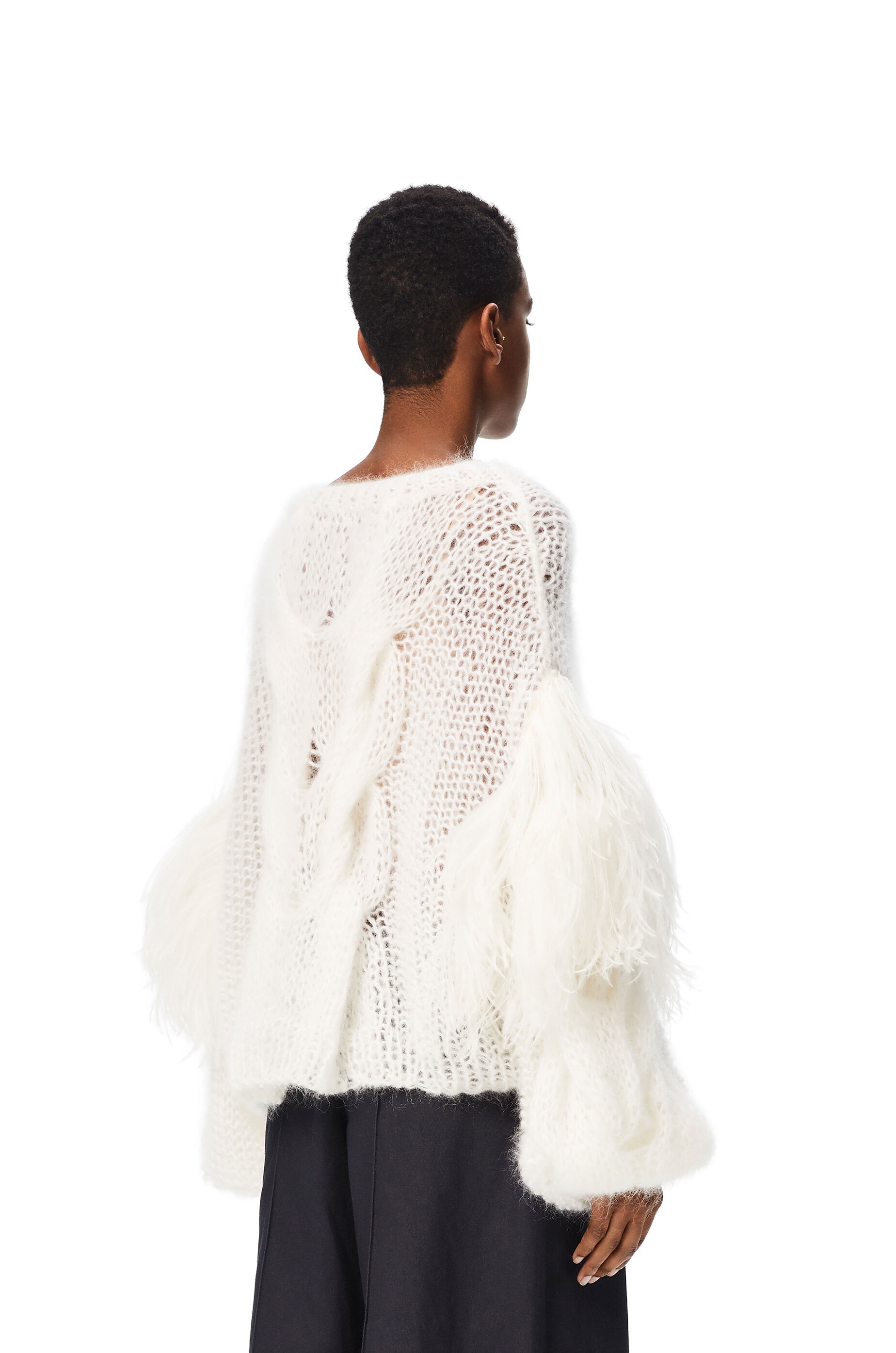 Feather trim sweater in mohair - 4