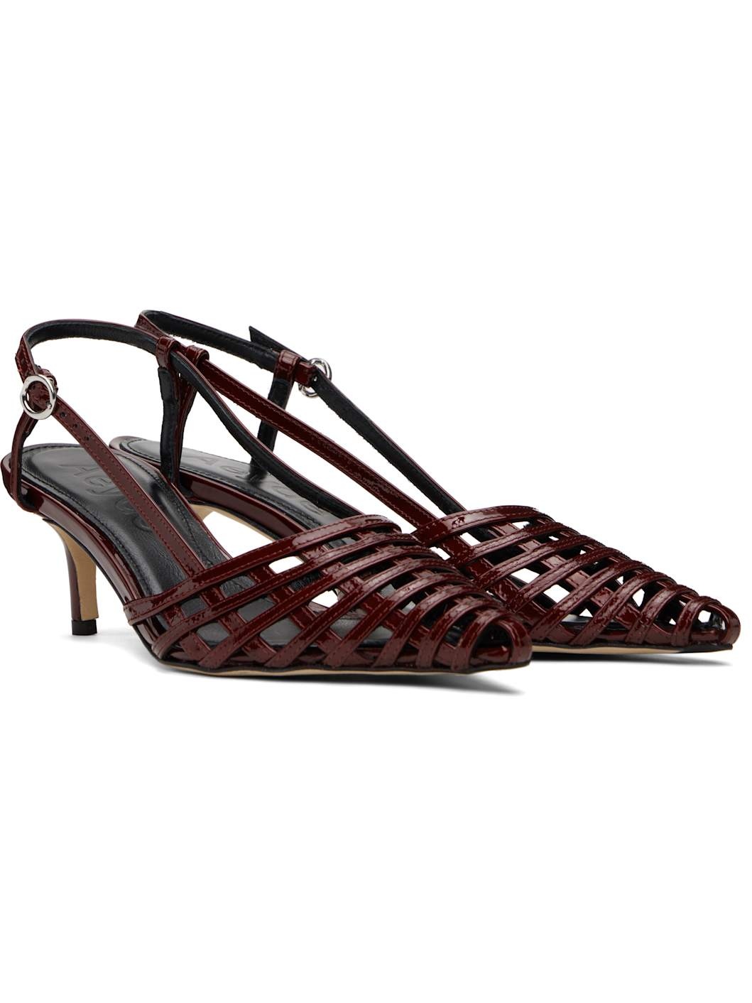 Red Helit Leather Slingback Heels - 4