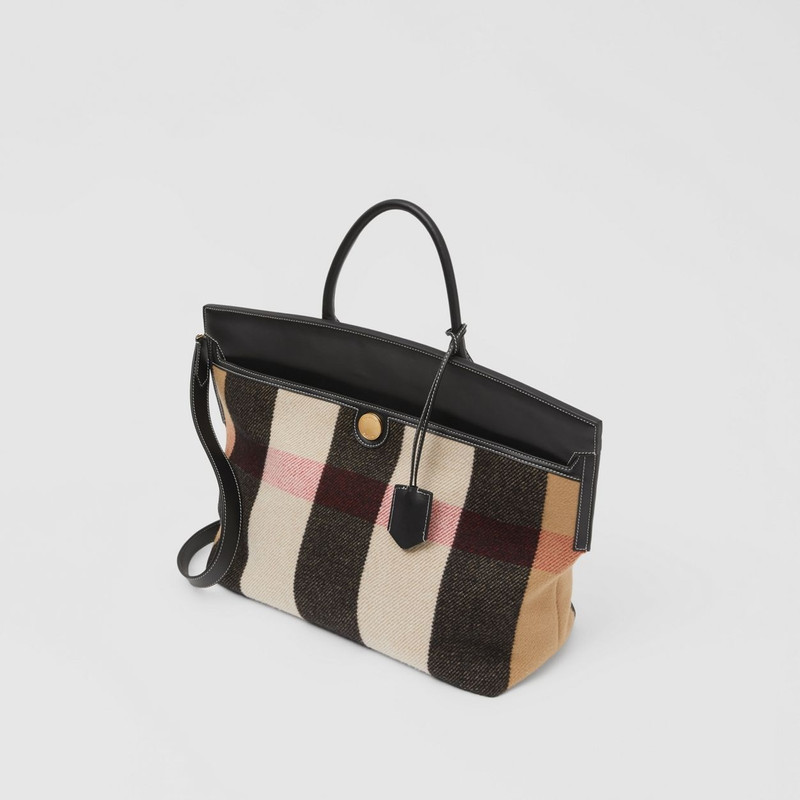 Check Merino Wool Cashmere Society Top Handle Bag 4