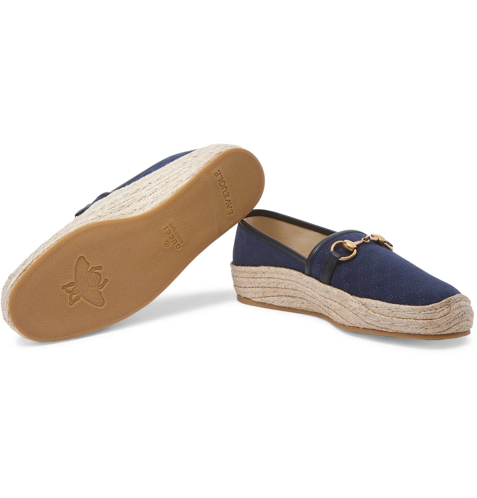 Horsebit Leather-Trimmed Logo-Jacquard Canvas Espadrilles - 3