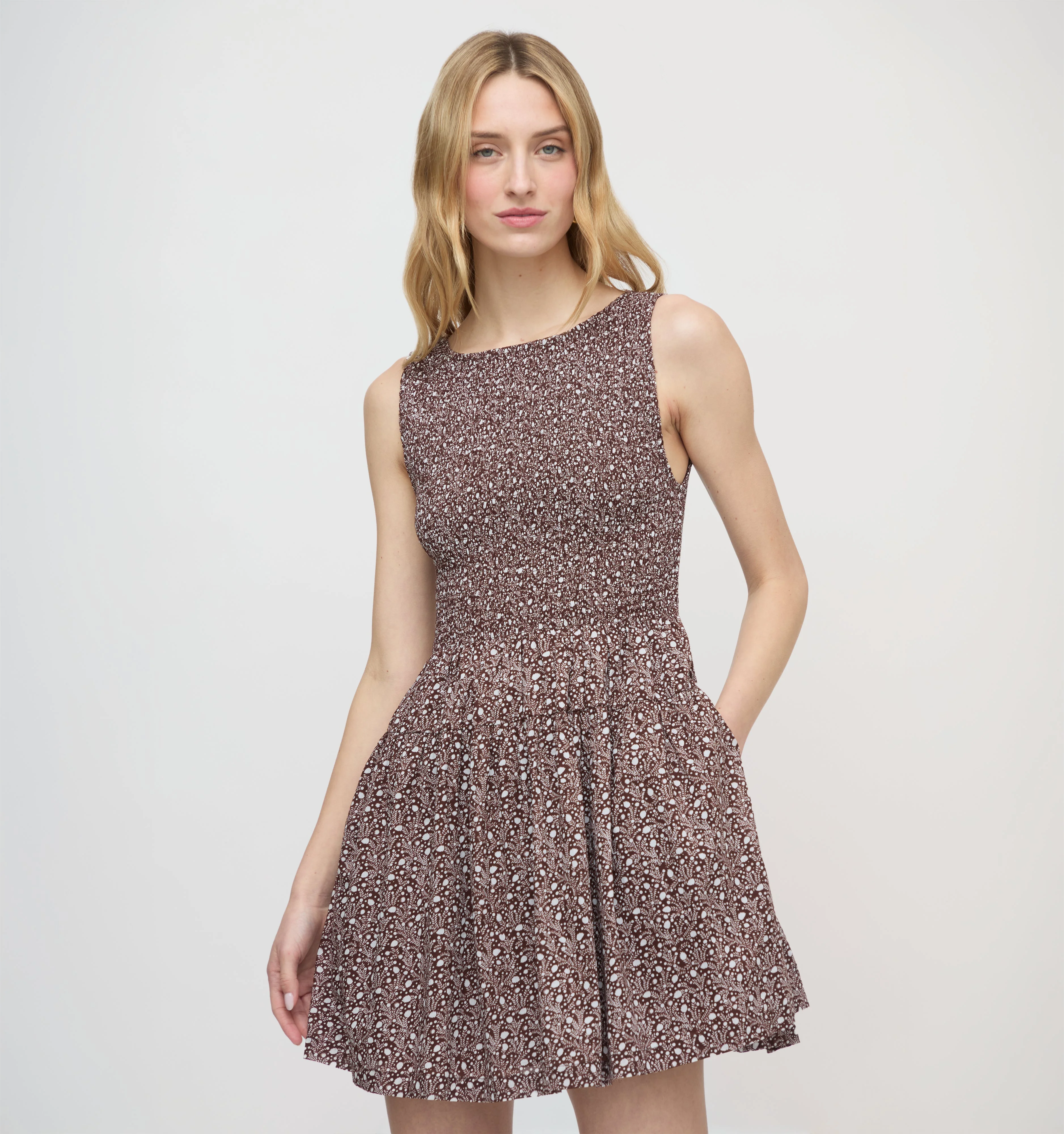 The Cosima Mini Nap Dress - Chocolate Ditsy Thistle - 1