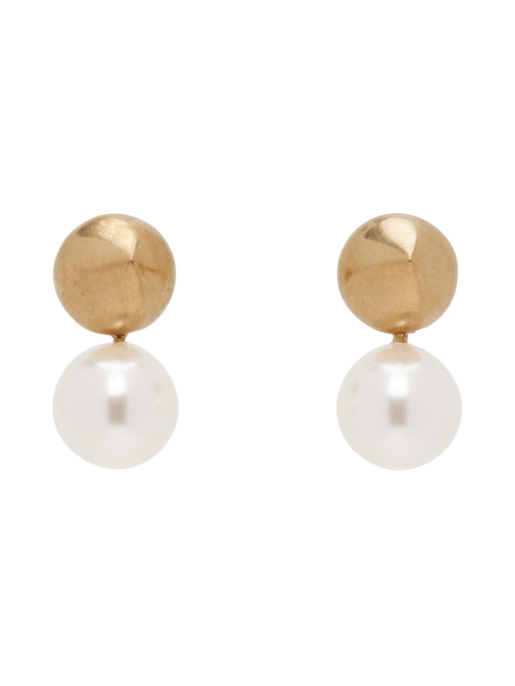 Gold Bead Pendant Earrings - 1