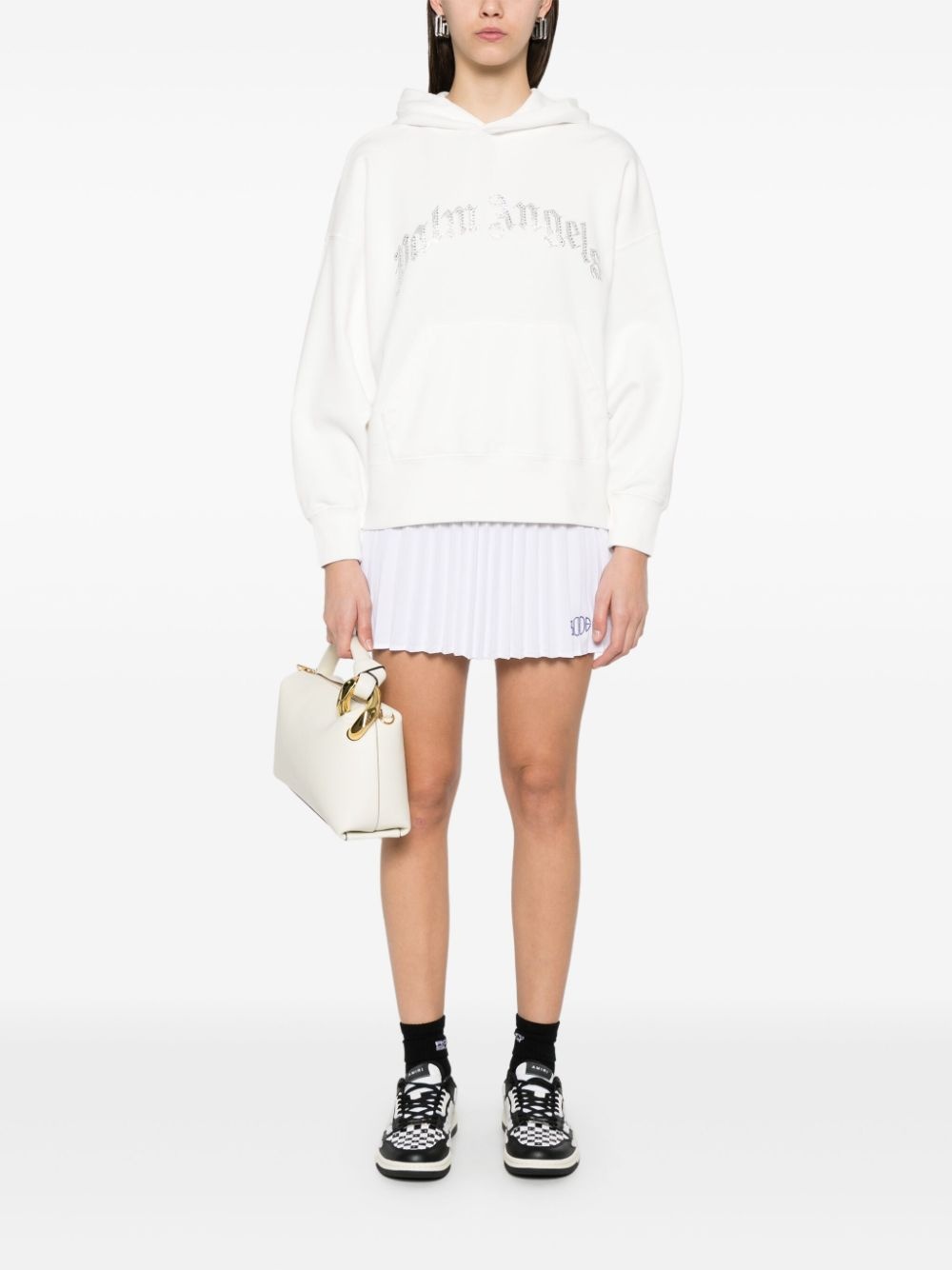 crystal-embellished logo hoodie - 2