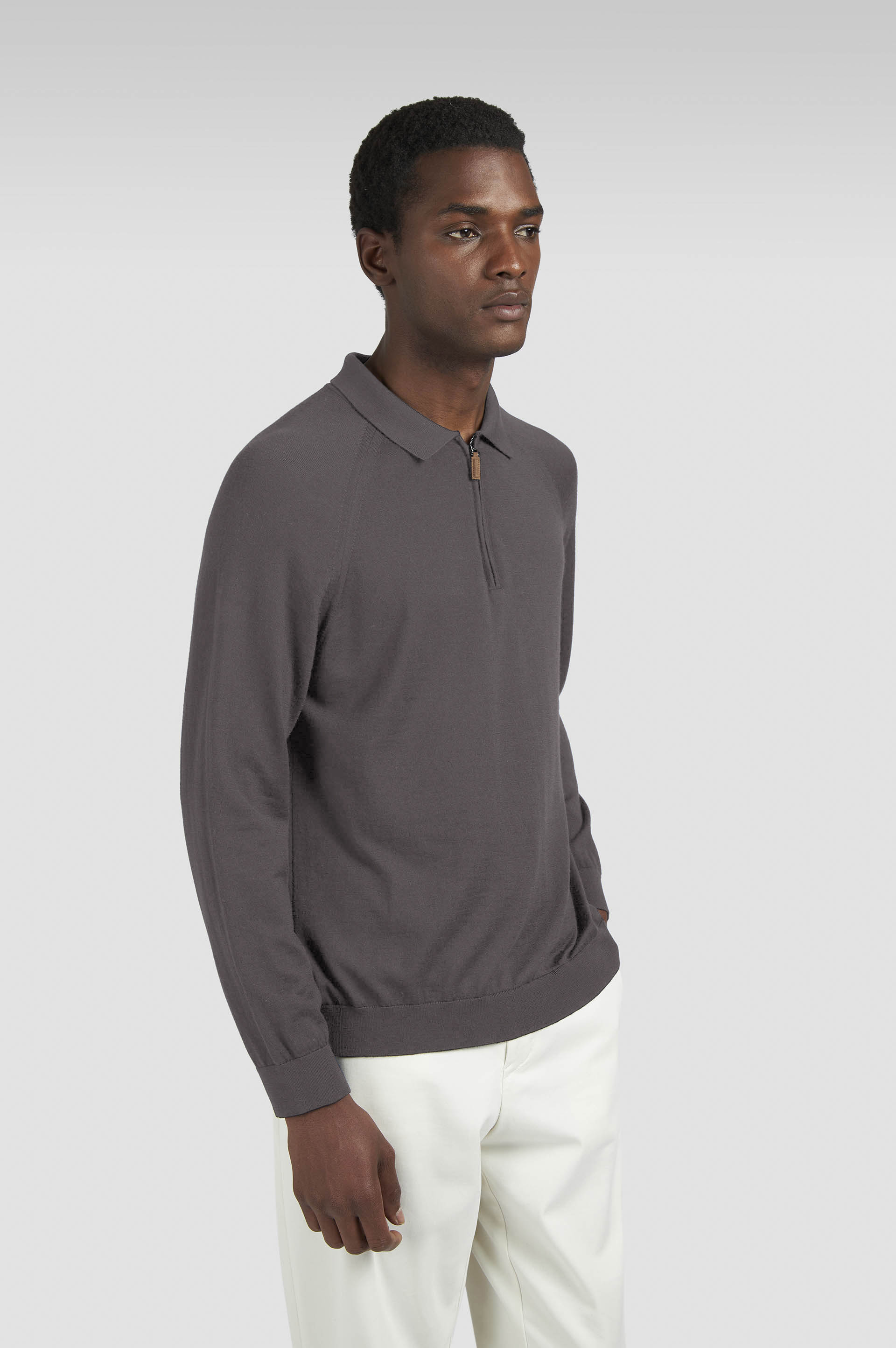 ZIPPED WOOL CASHMERE POLO SHIRT - 6