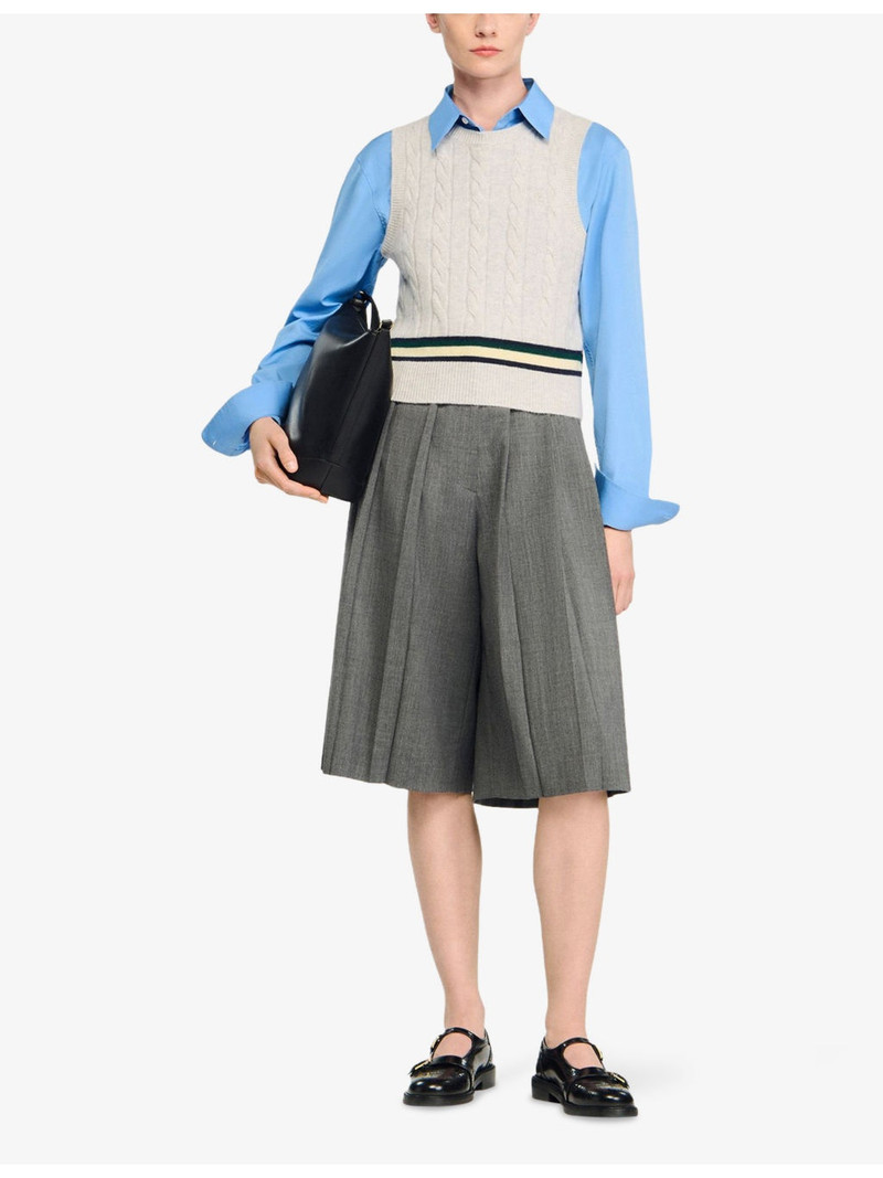 Sandro Striped-Hem Sleeveless Wool And Cashmere-Blend Jumper outlook