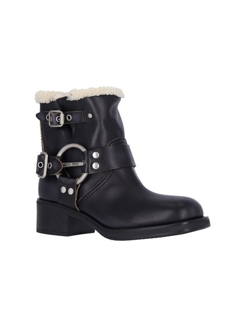Miu Miu Women Shearling Biker Boots - 2