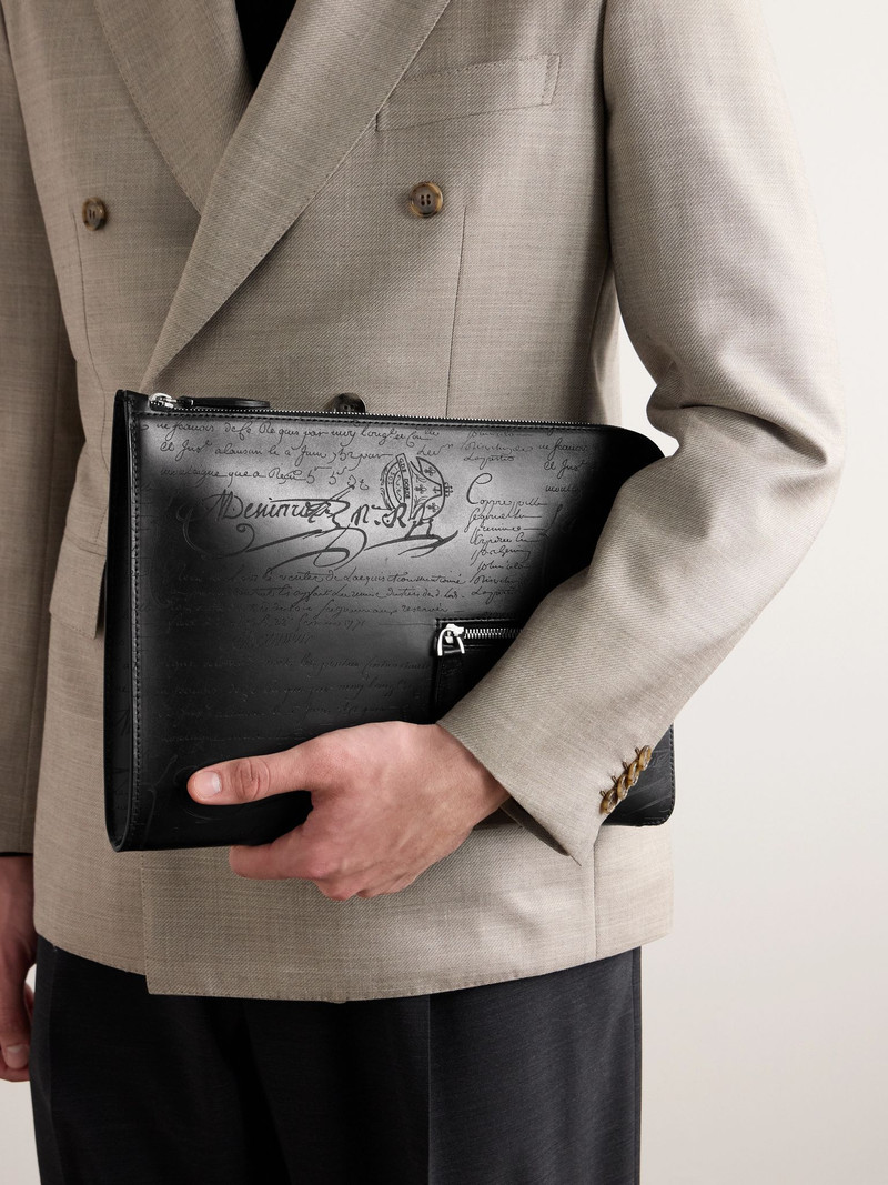 Berluti Nino Scritto Venezia Leather Pouch Black outlook
