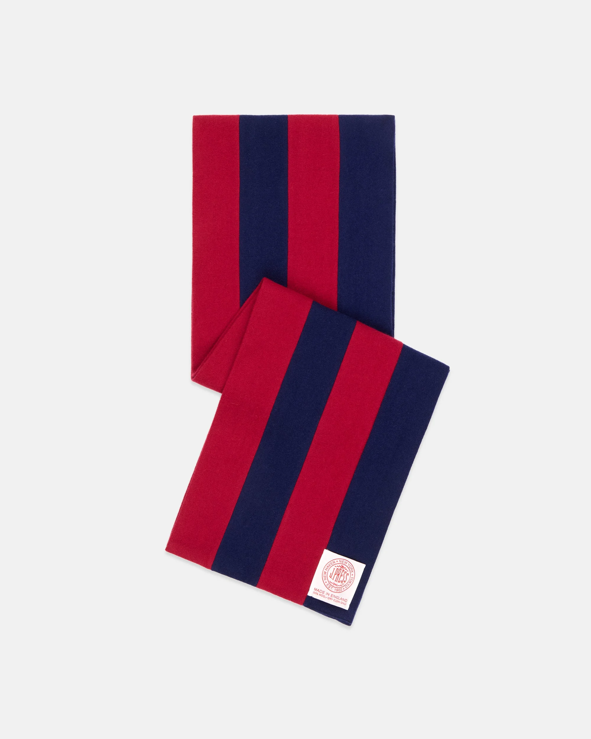 MADE-IN-ENGLAND NAVY & RED WOOL SCHOOLBOY MUFFLER - 1