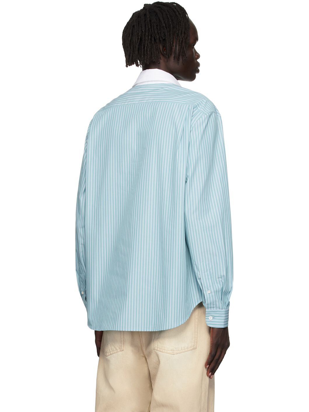 Blue Button-Up Shirt - 3