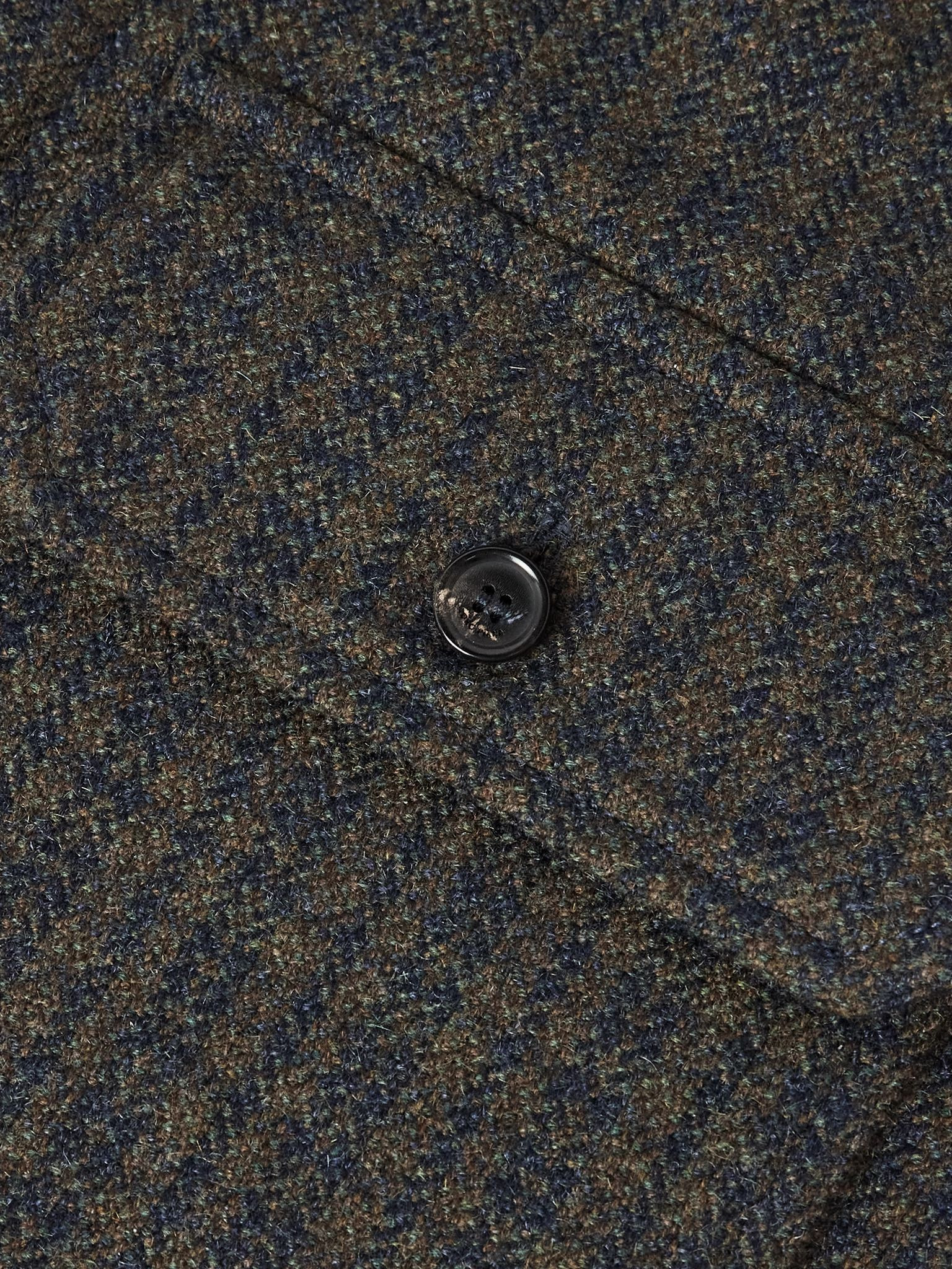 Ambrose Checked Cashmere and Mohair-Blend Overshirt Navy - 6