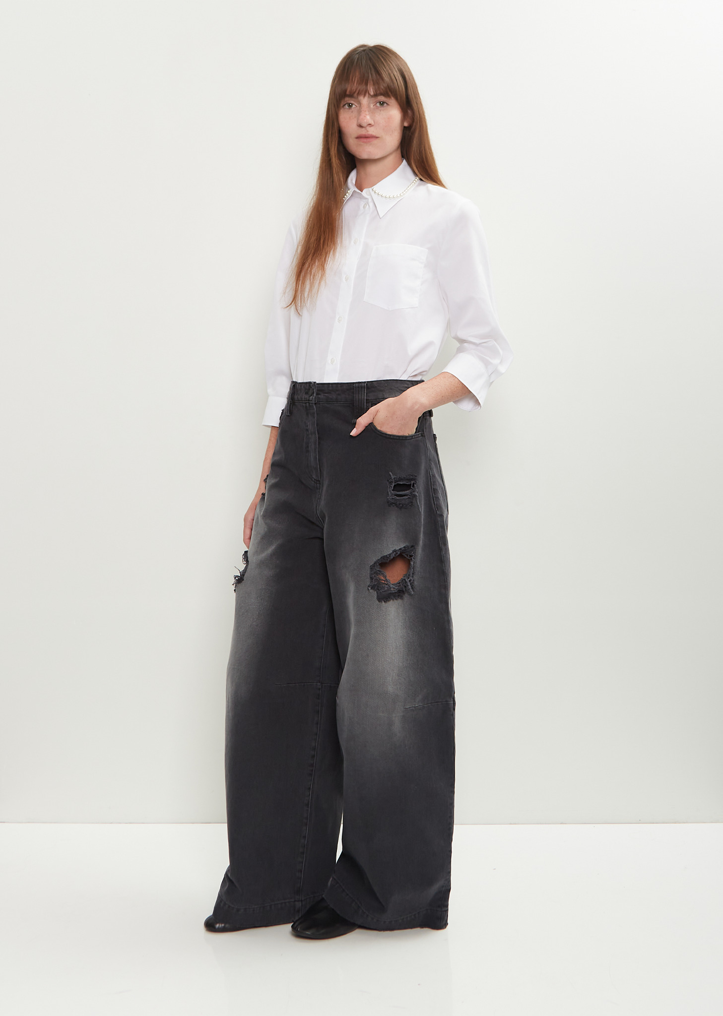 Distressed Puddle Jeans — Distressed Black - 4