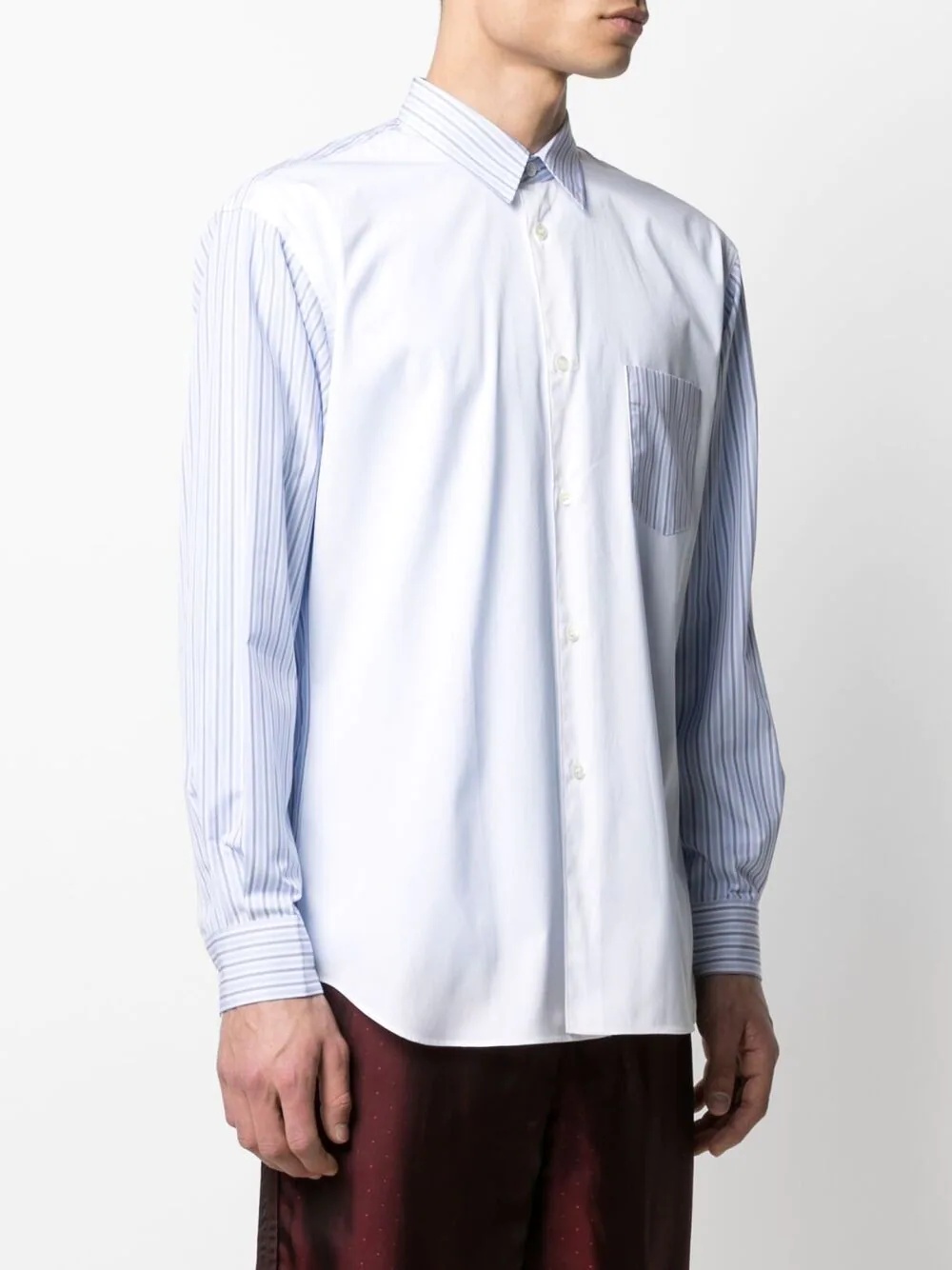 striped panel cotton shirt - 4