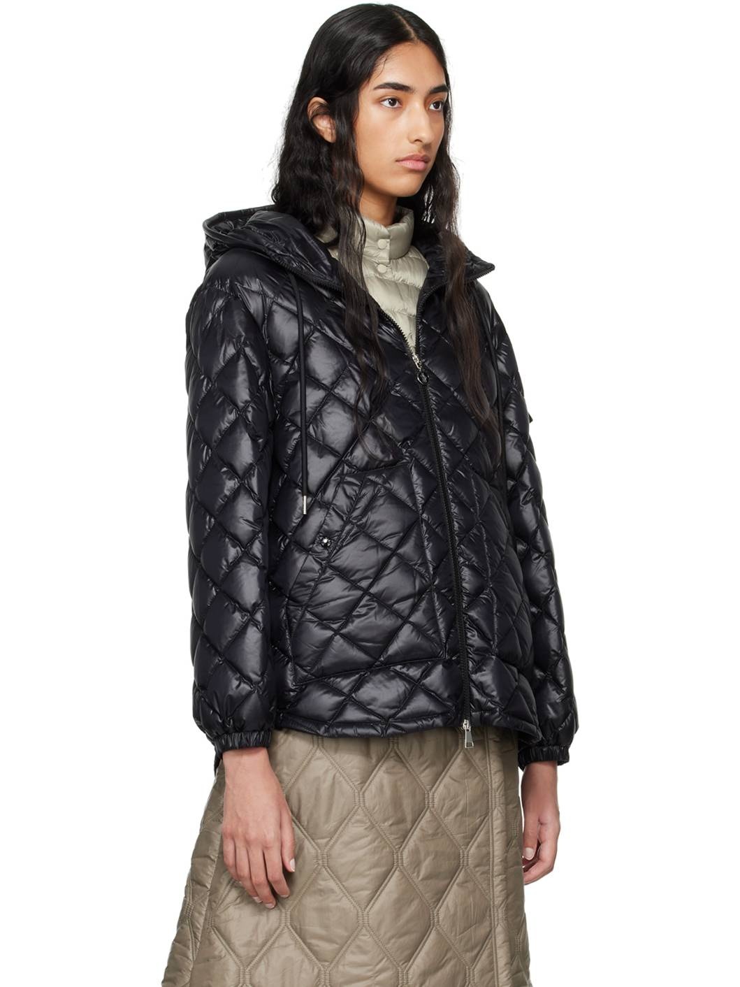 Black Hooded Down Jacket - 2