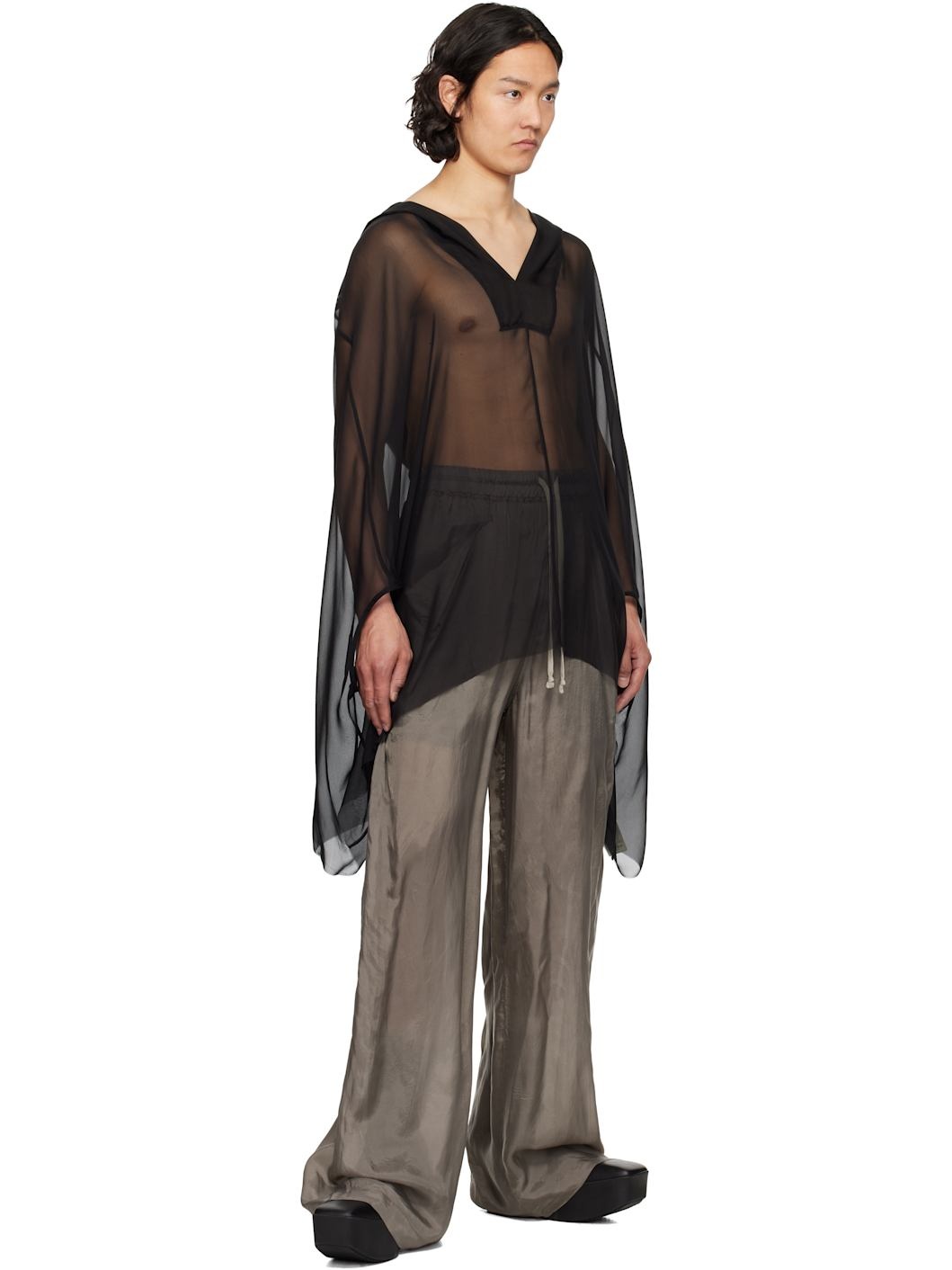 Black Hollywood Hooded Kaftan Hoodie - 4