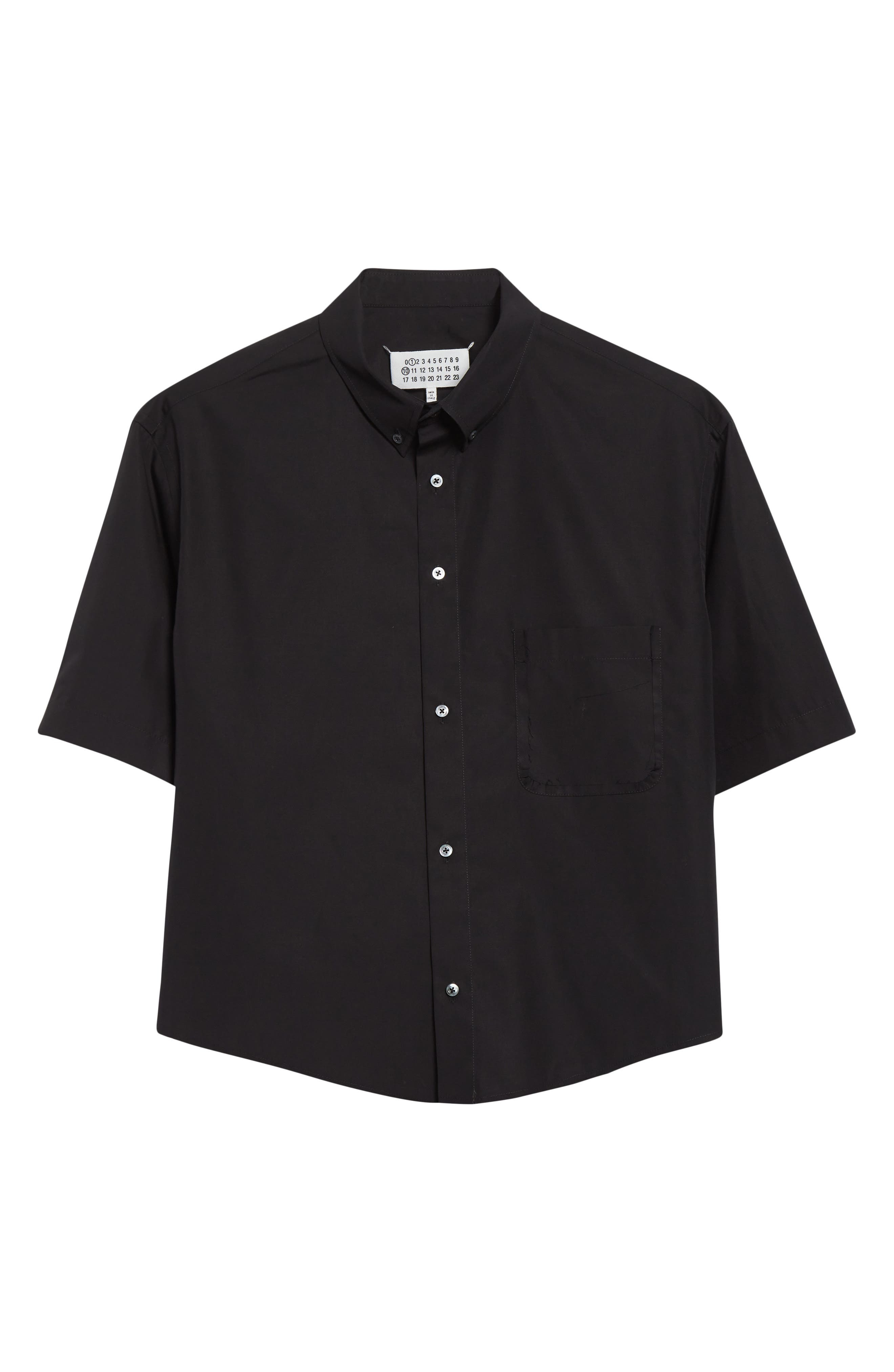 Maison Margiela Short Sleeve Button-Down Shirt in Black at Nordstrom - 6