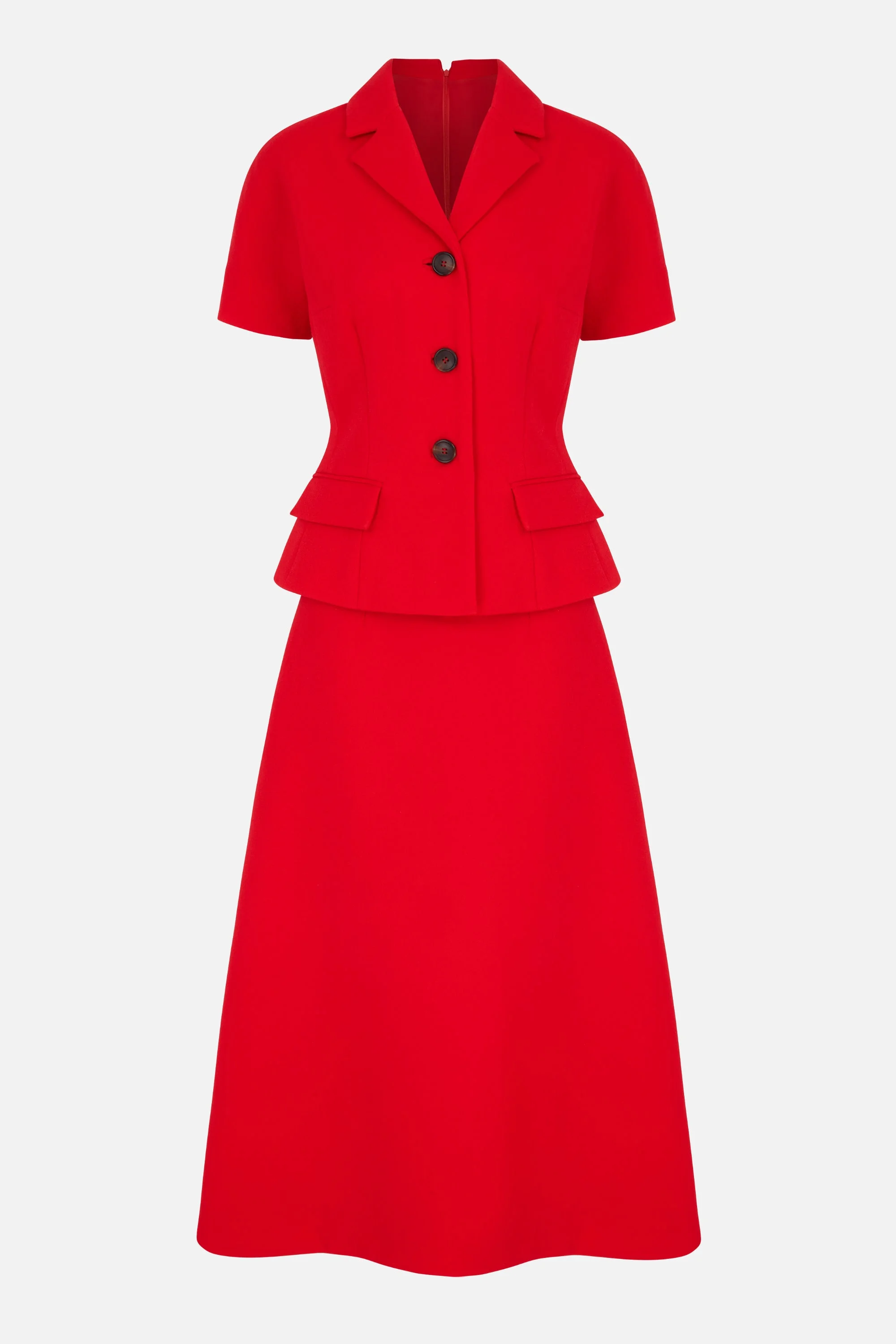 Alexina Dress in Red Single Wool Crepe - 1