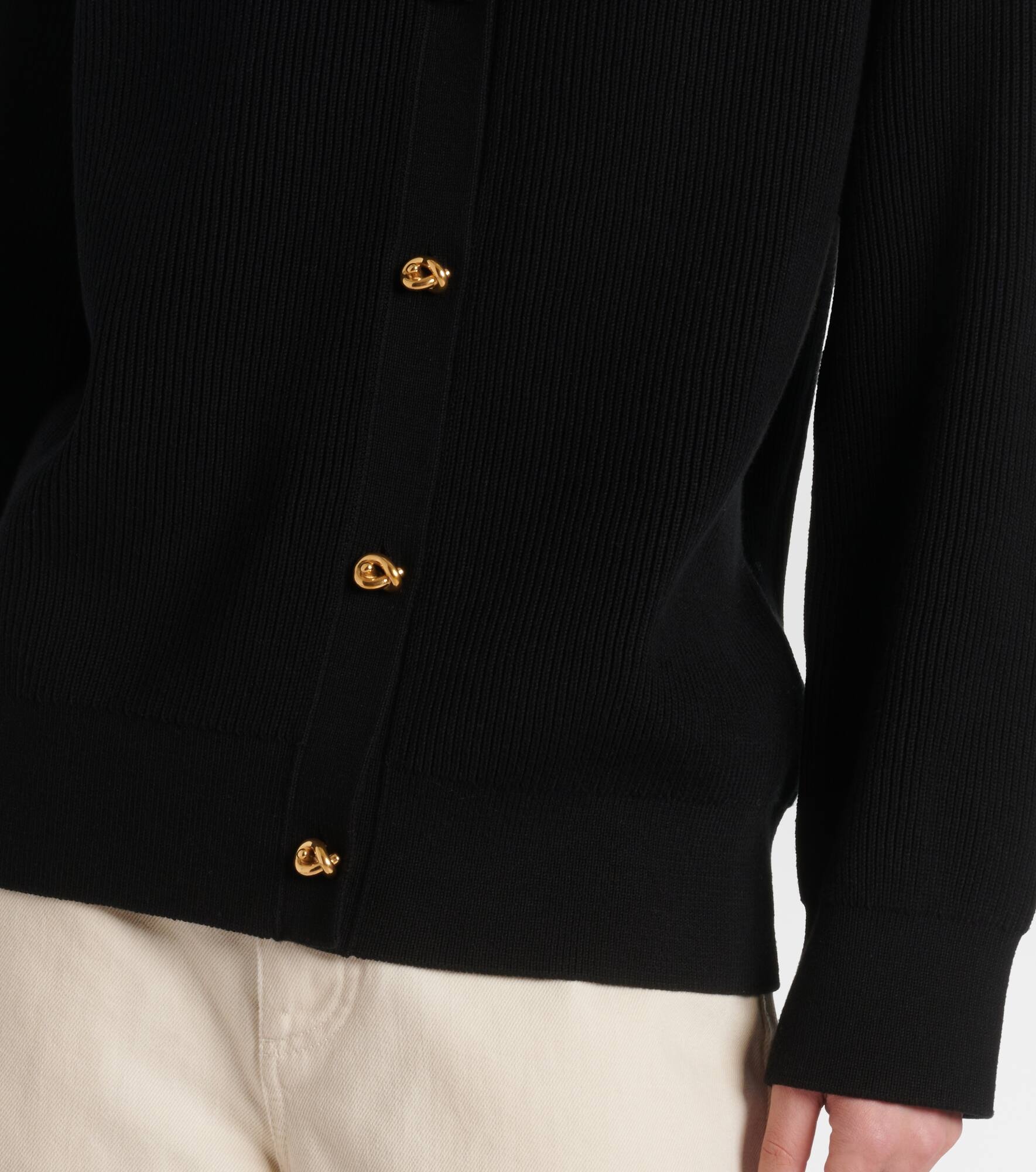 Knot ribbed-knit cotton cardigan - 5