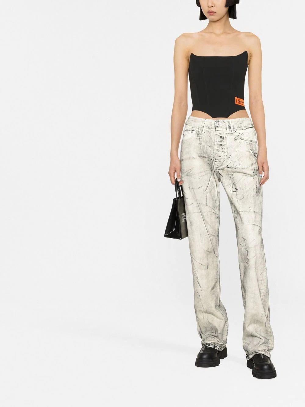overdyed spray jeans - 2