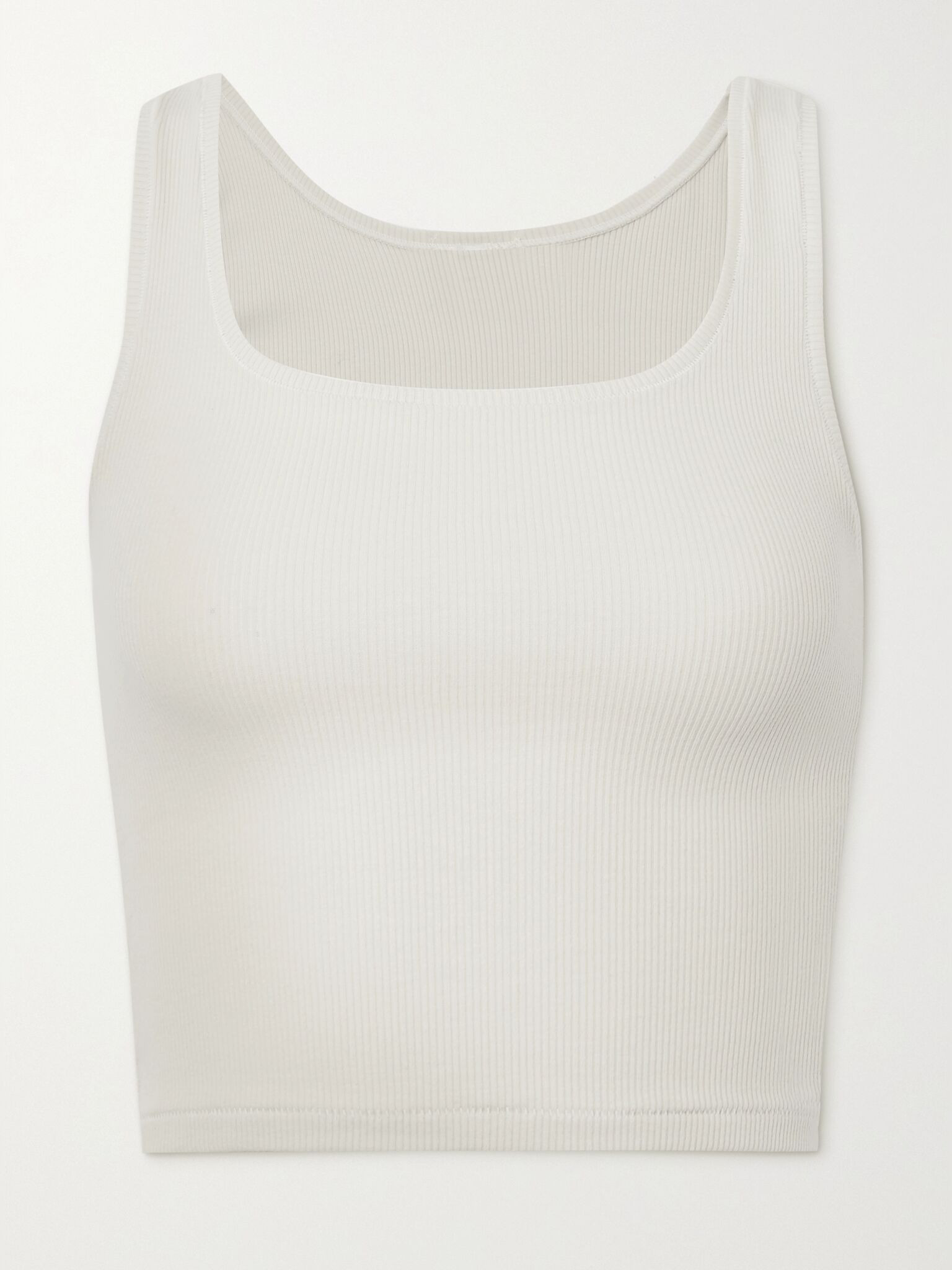 Ribbed cotton-blend jersey tank - Bone Off-white - 1
