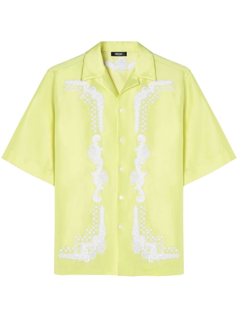 floral-embroidered short-sleeve shirt - 1