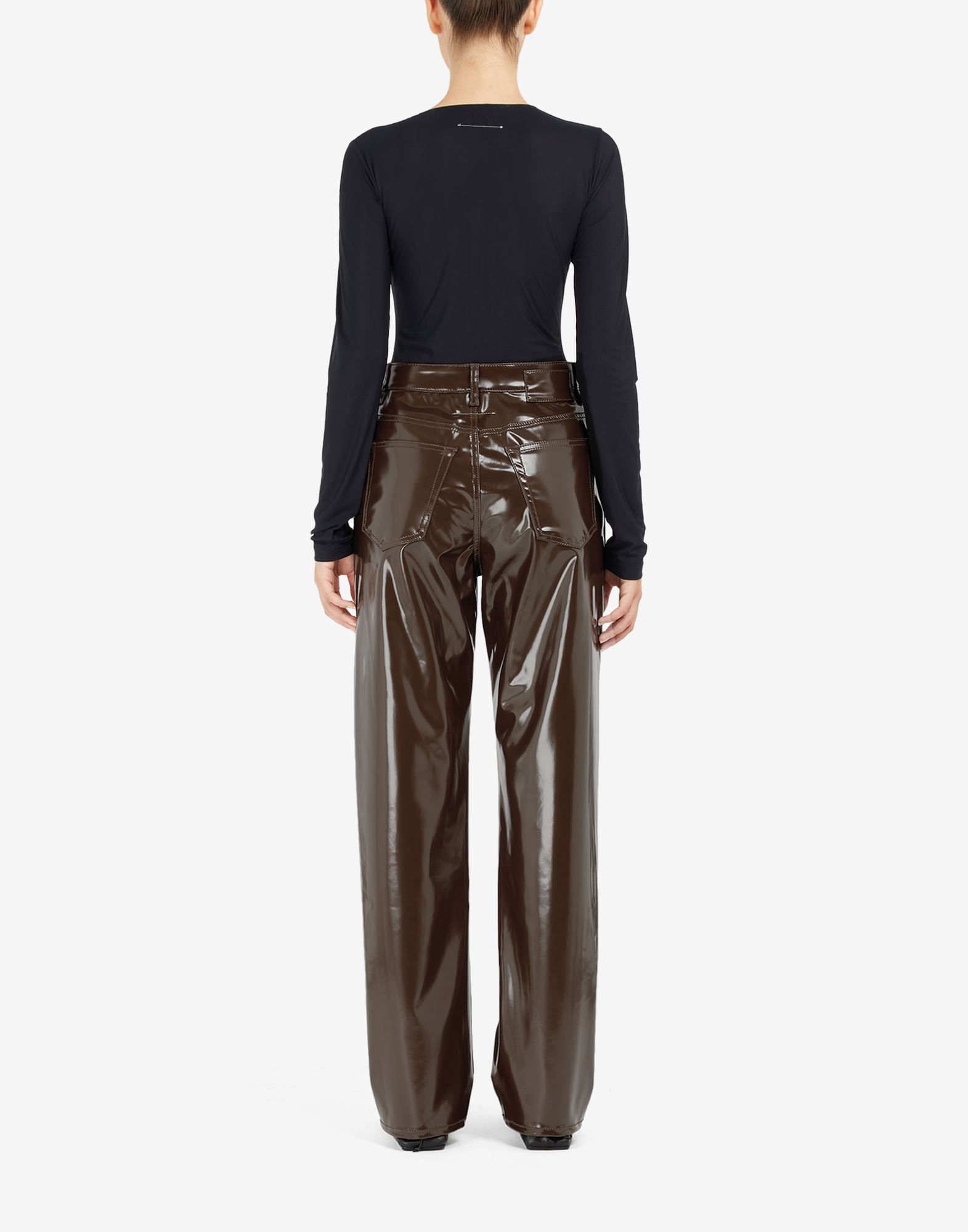Back-to-back faux leather trousers - 4